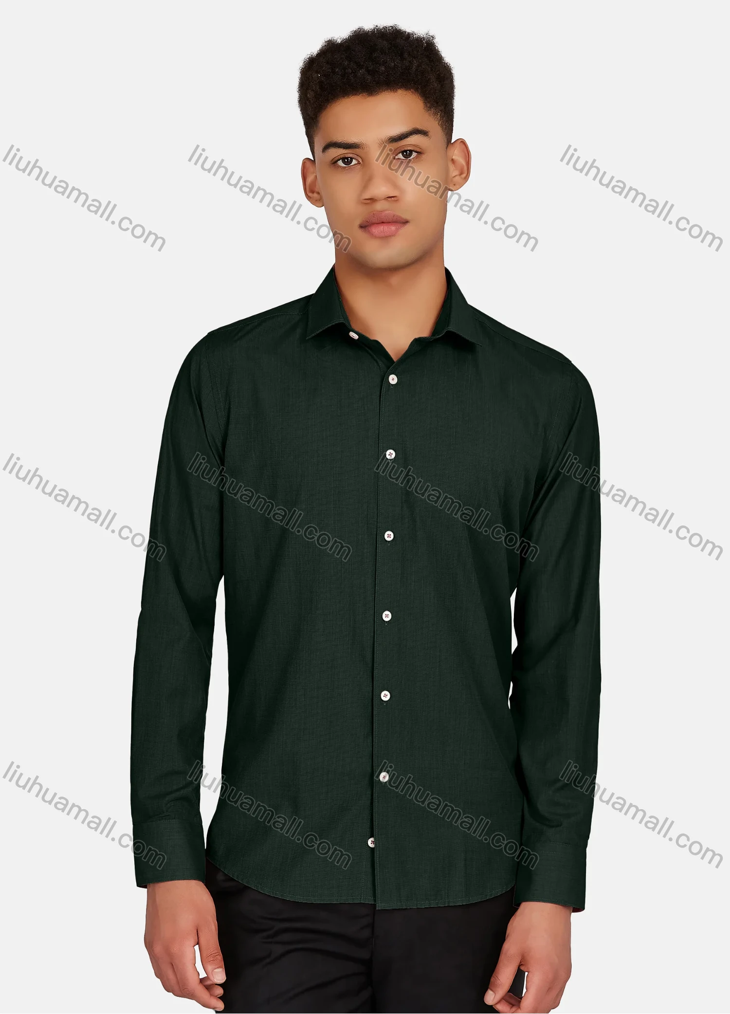 Wholesale Men's Casual Plain Collared Button Down Long Sleeve Shirts 2020-187# - Liuhuamall