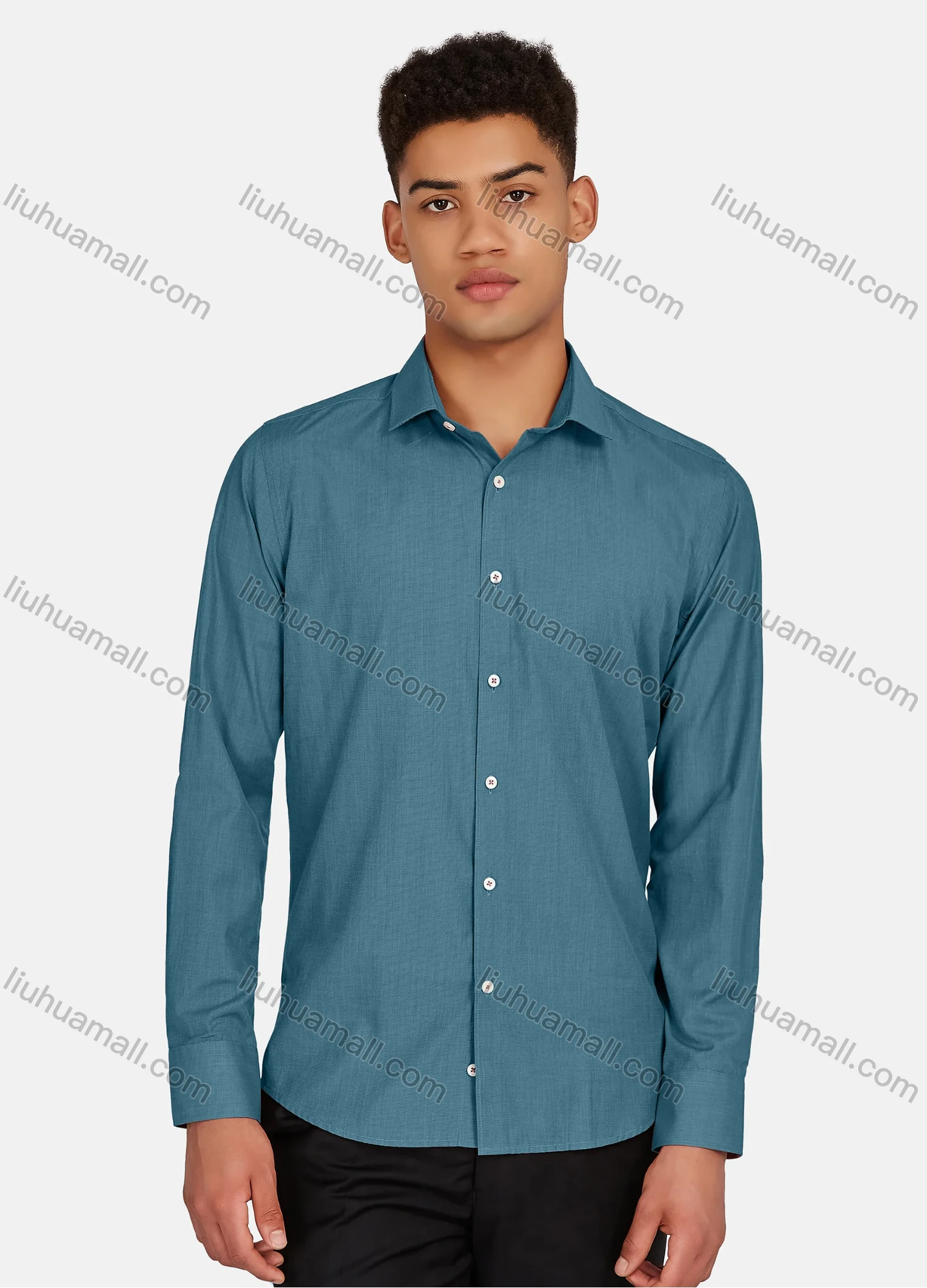 Wholesale Men's Casual Plain Collared Button Down Long Sleeve Shirts 2020-187# - Liuhuamall