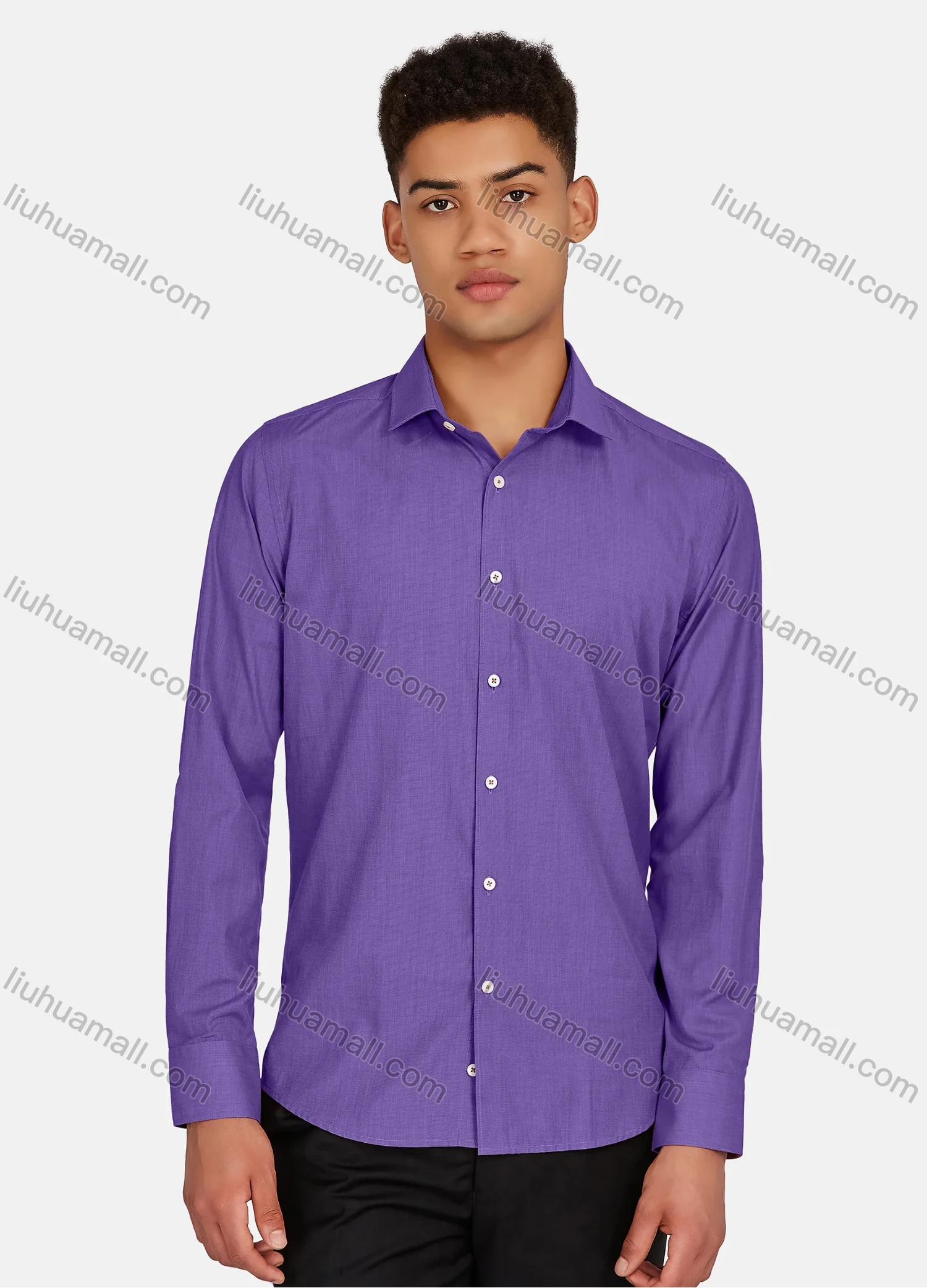 Wholesale Men's Casual Plain Collared Button Down Long Sleeve Shirts 2020-187# - Liuhuamall