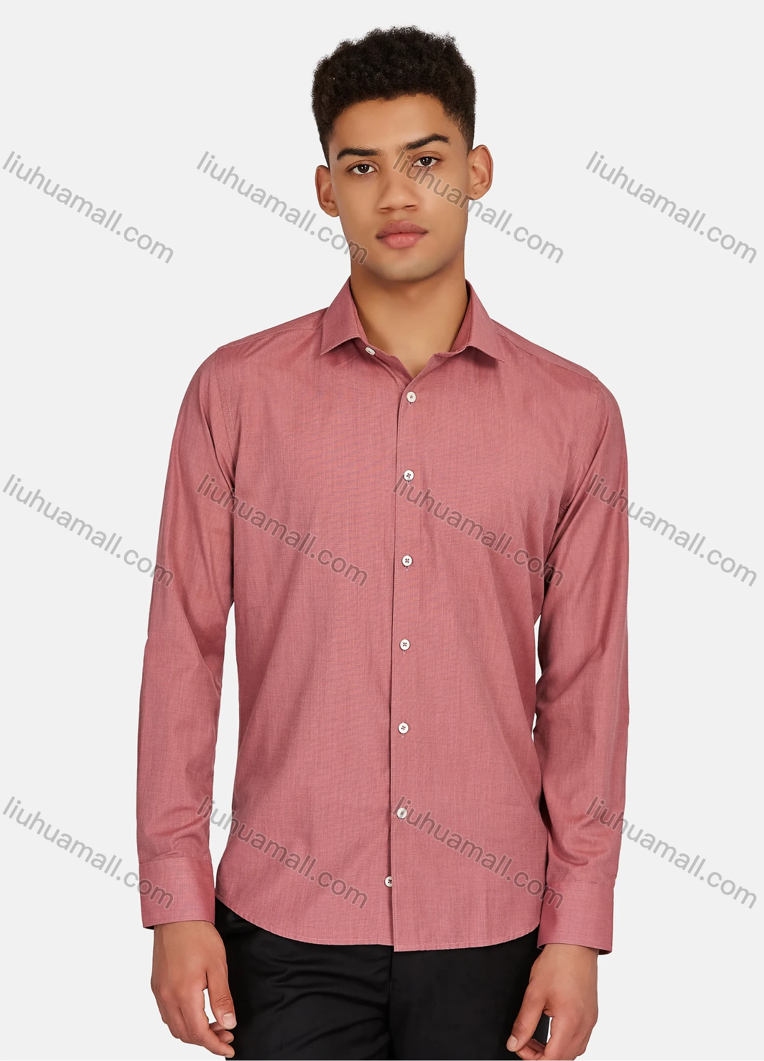 Wholesale Men's Casual Plain Collared Button Down Long Sleeve Shirts 2020-187# - Liuhuamall