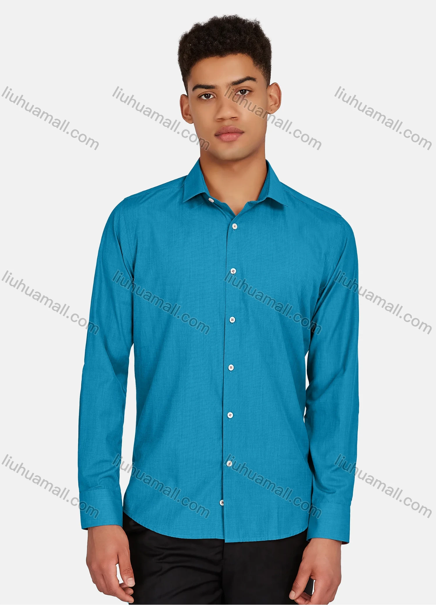 Wholesale Men's Casual Plain Collared Button Down Long Sleeve Shirts 2020-187# - Liuhuamall