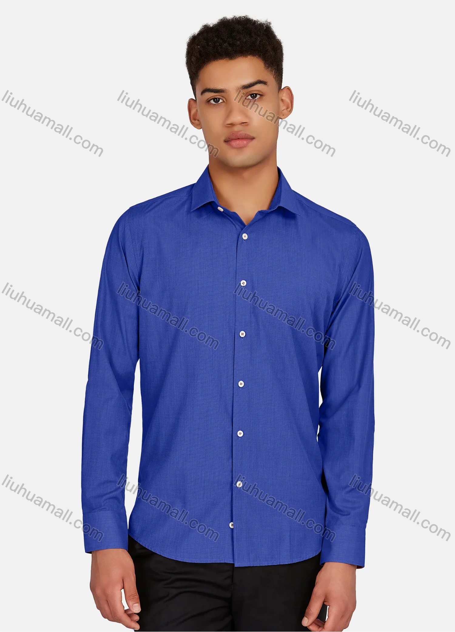 Wholesale Men's Casual Plain Collared Button Down Long Sleeve Shirts 2020-187# - Liuhuamall