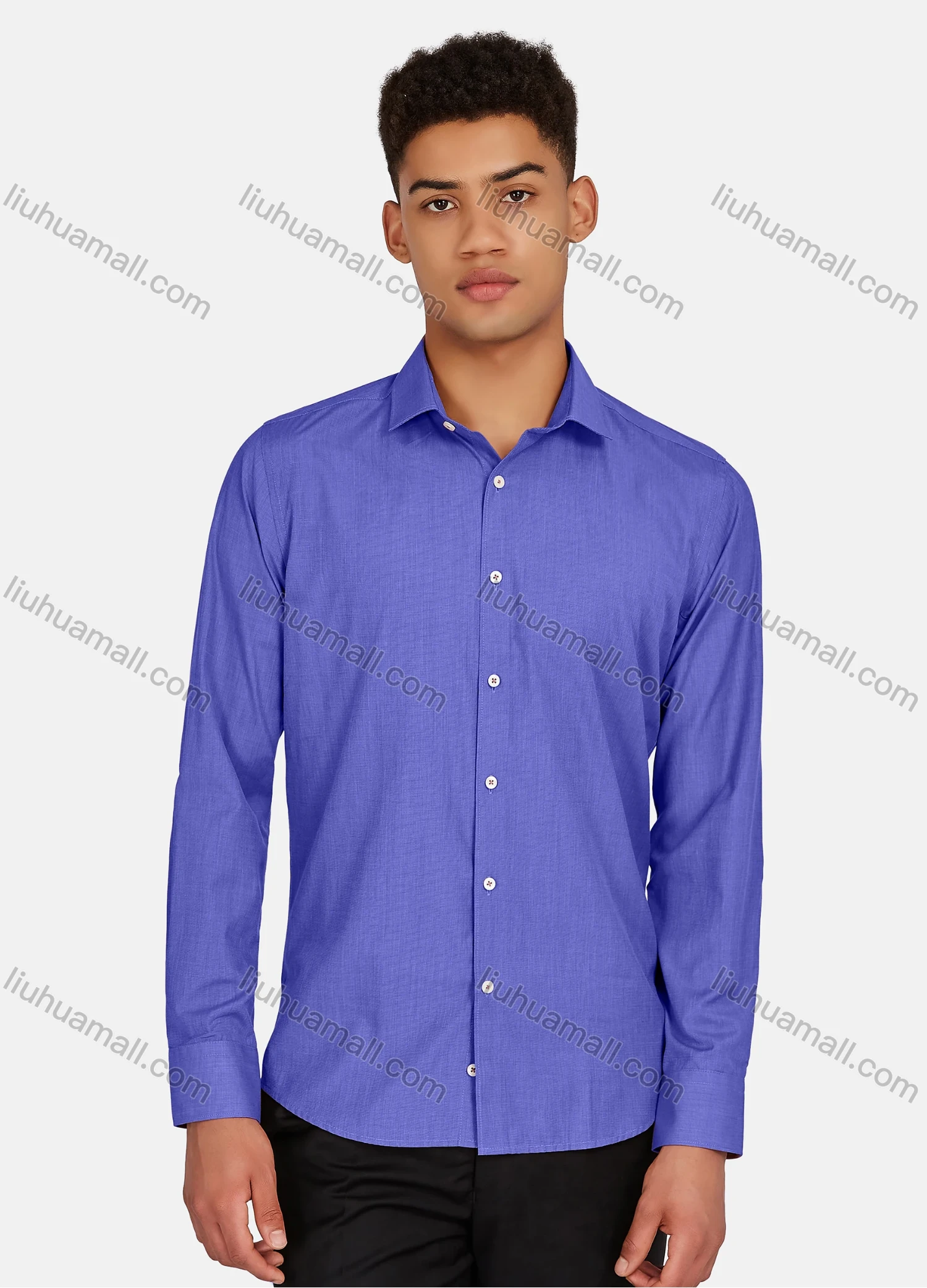 Wholesale Men's Casual Plain Collared Button Down Long Sleeve Shirts 2020-187# - Liuhuamall