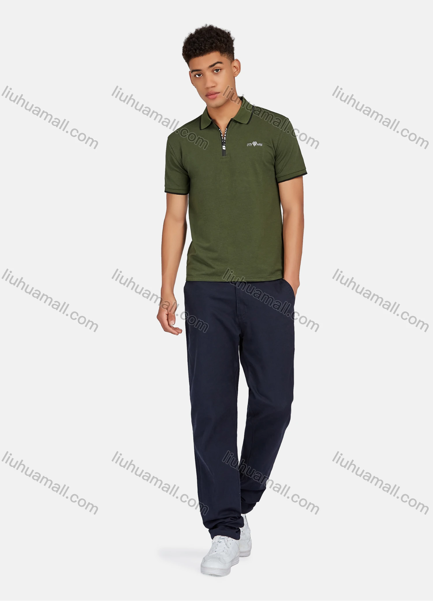 Wholesale Men's Casual Labelled Short Sleeve Polo Shirts 5805# - Liuhuamall