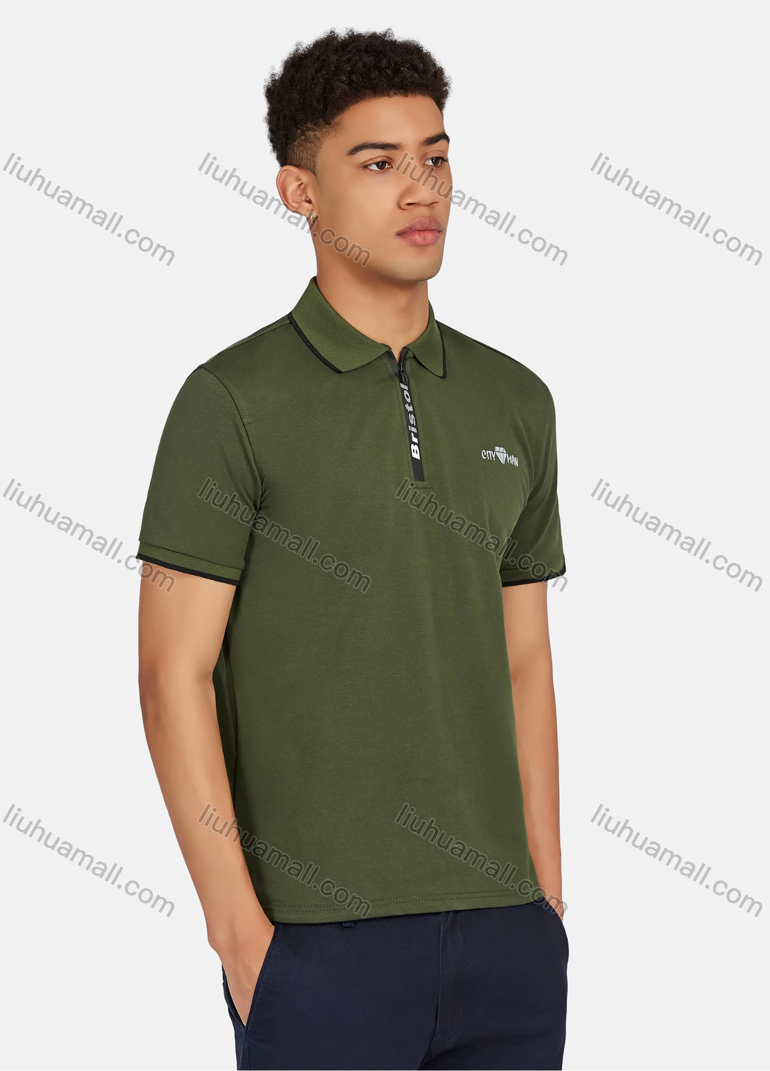 Wholesale Men's Casual Labelled Short Sleeve Polo Shirts 5805# - Liuhuamall