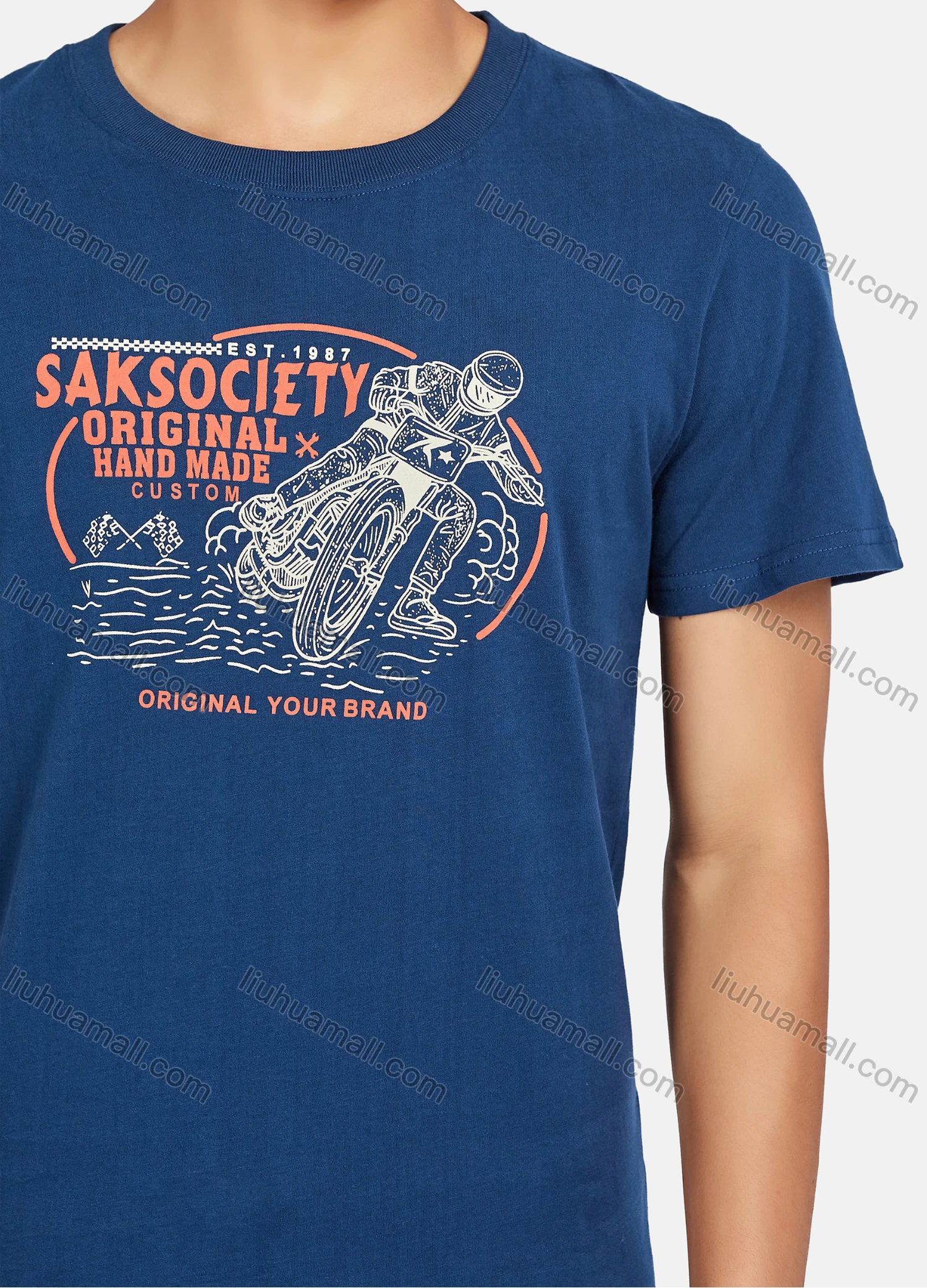 Wholesale Men's Casual 100% Cotton Letter Graphic Short Sleeve Tee 8042# - Liuhuamall