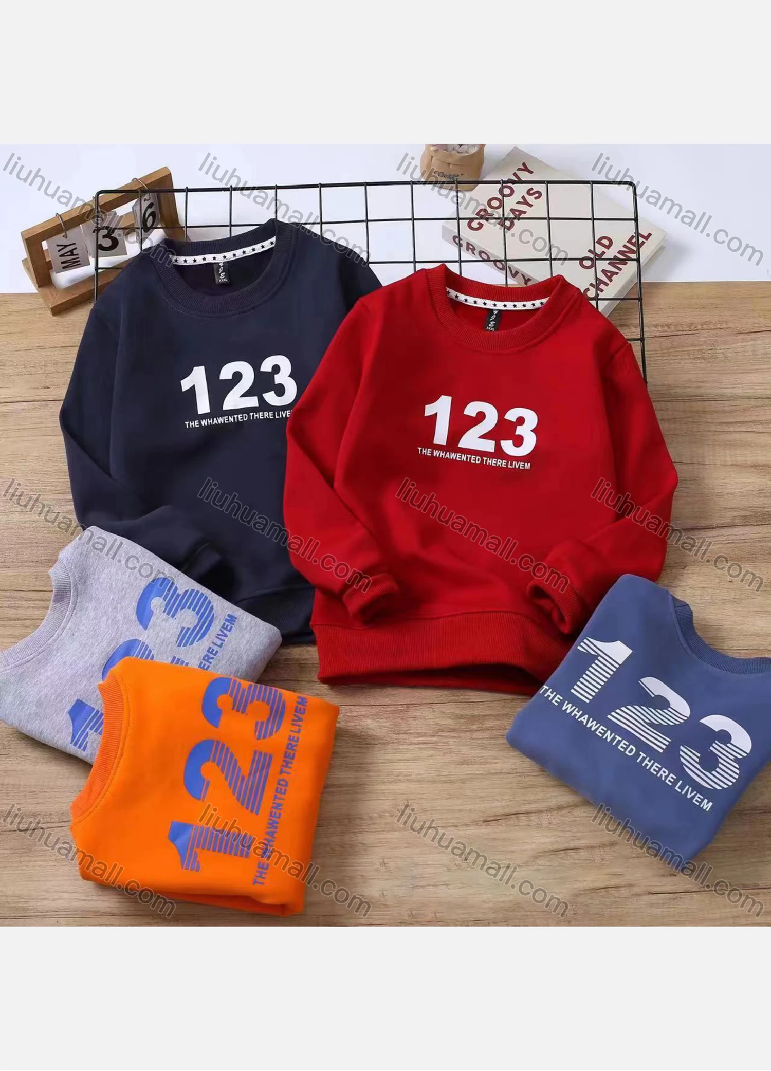 Wholesale Boy's Casual Number Graphic Long Sleeve Sweatshirt c2304# - Liuhuamall