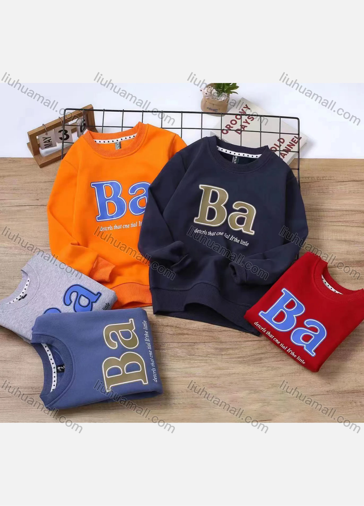 Wholesale Boy's Casual Letter Graphic Long Sleeve Sweatshirt c2306# - Liuhuamall