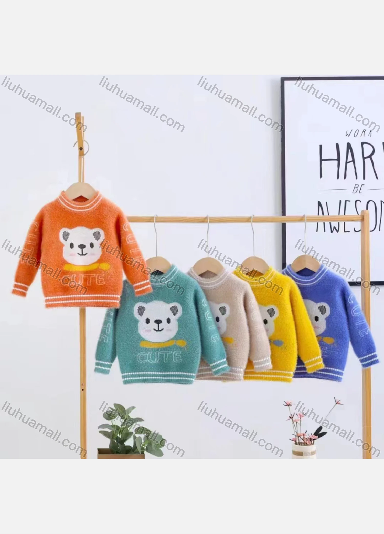 Wholesale Kid's Casual Cartoon Pattern Long Sleeve Fleece Sweater kdwl8215# - Liuhuamall
