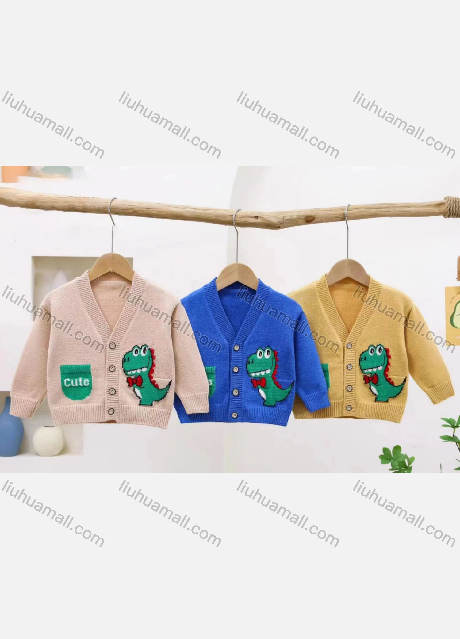 Wholesale Kid's Casual Cartoon Pattern Long Sleeve Buttons Down Cardigan Sweater 8153# - Liuhuamall