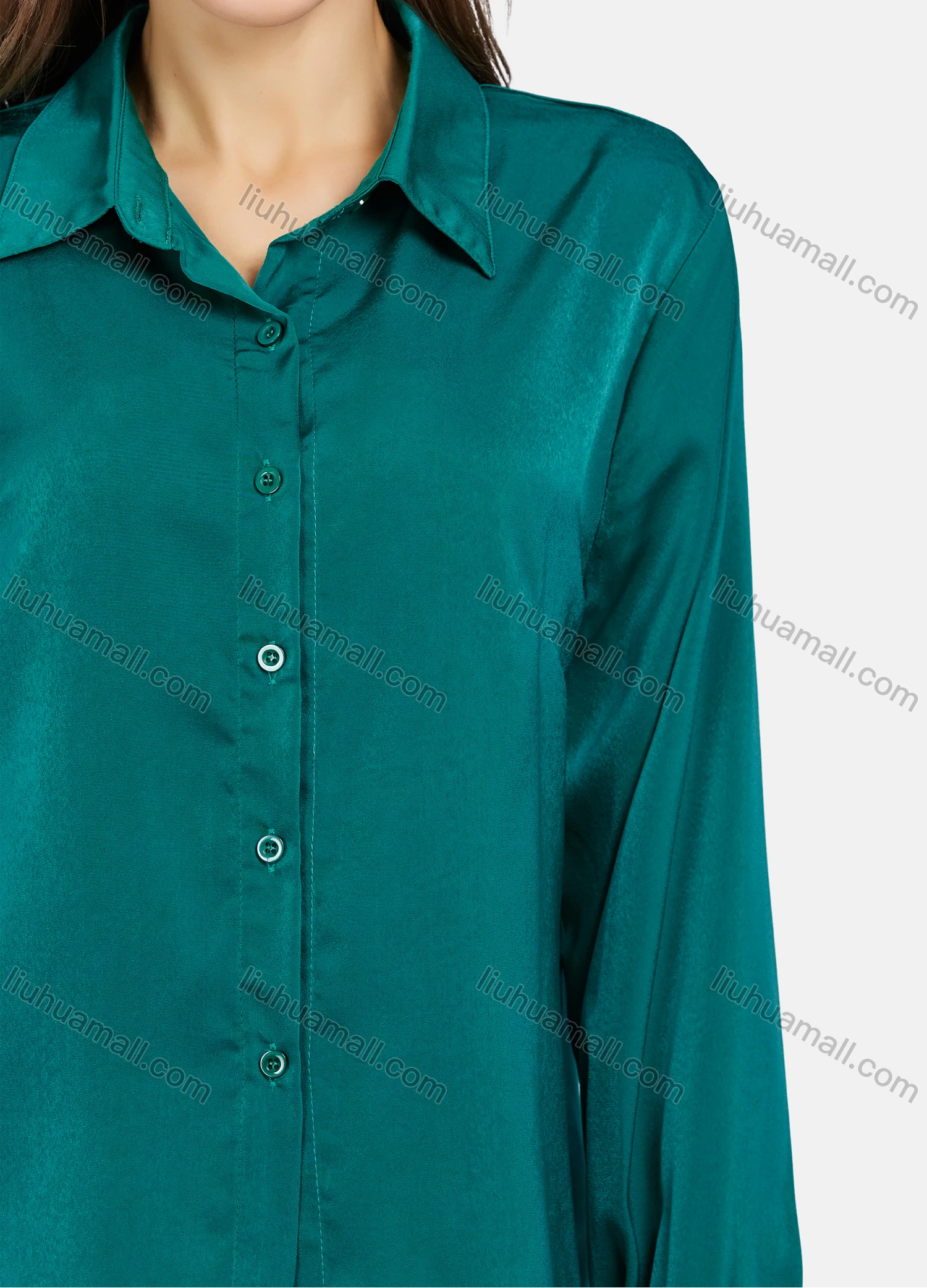 Wholesale Women's Casual Plain Long Sleeve Shirts LL-33024# - Liuhuamall