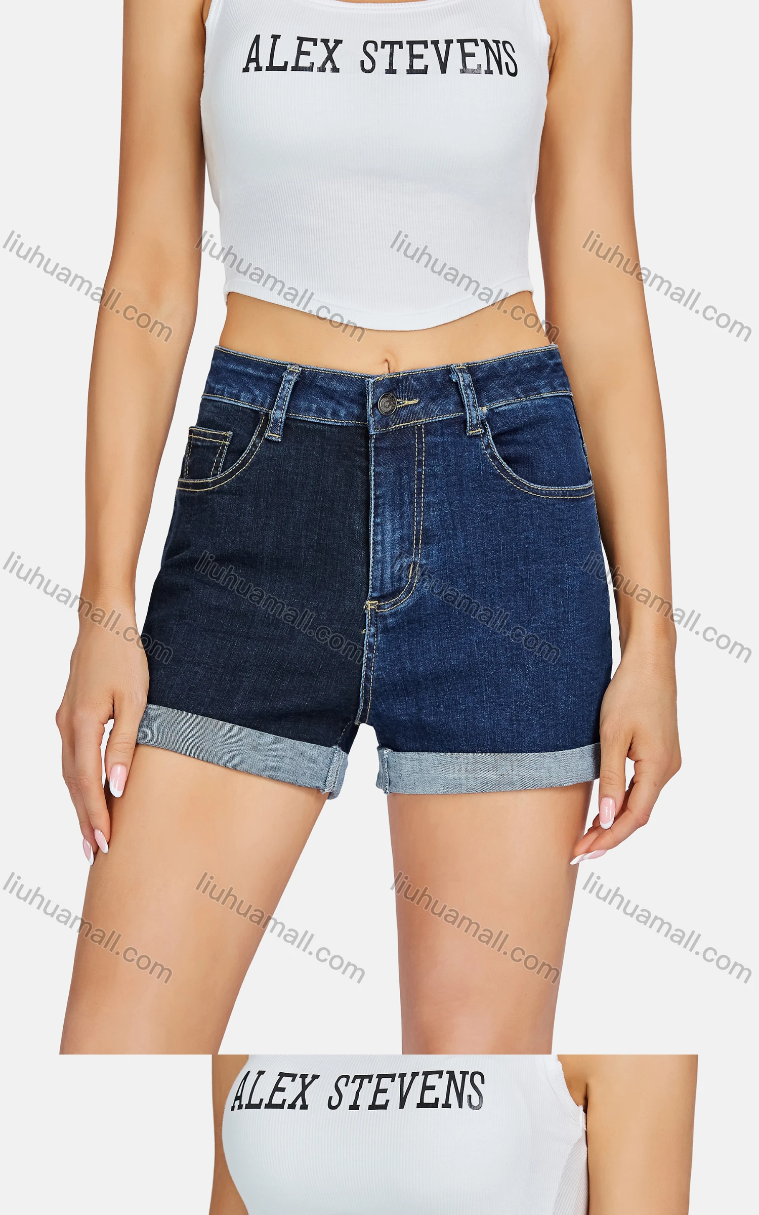 Wholesale Women's Casual Multiple Pockets Plain Denim Shorts - Liuhuamall