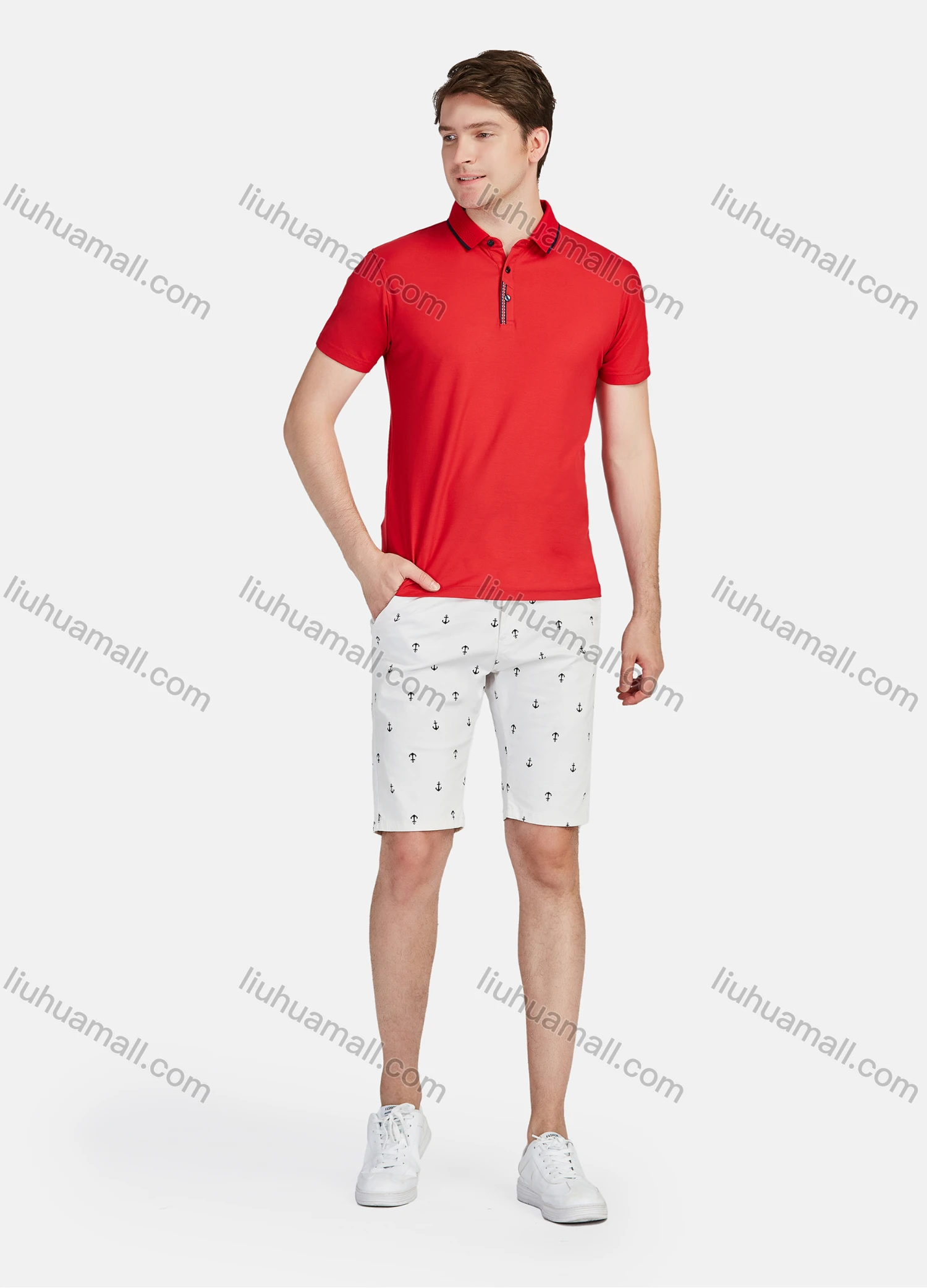 Wholesale Men's Casual Allover Print Straight Leg Shorts - Liuhuamall