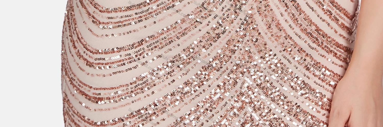 Wholesale Women's Sexy V Neck Sleeveless Sequin Beaded Evening Dress 96563# - Liuhuamall