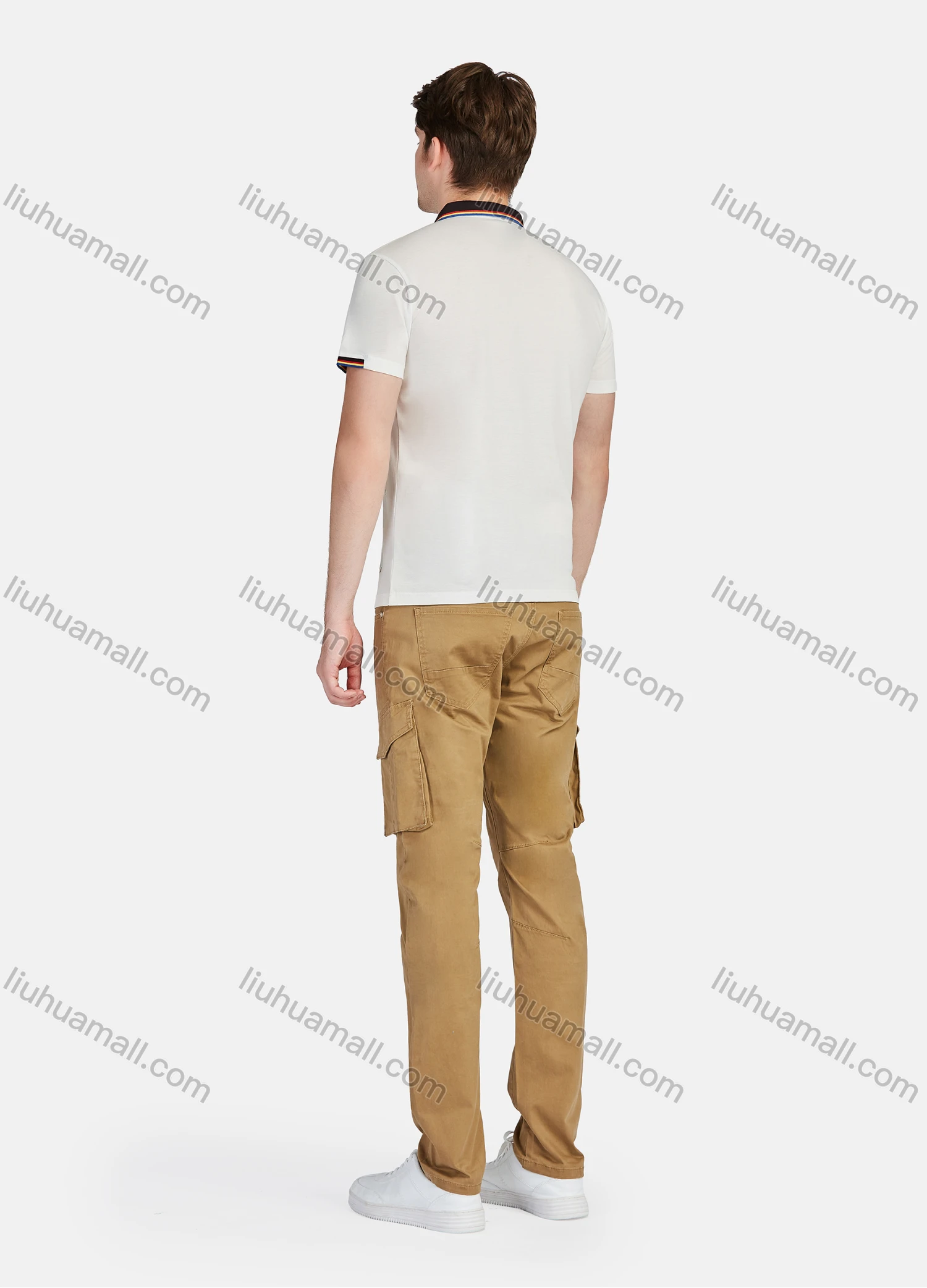 Wholesale Men's Casual Plain Straight Leg Ankle Length Cargo Pants Trousers - Liuhuamall