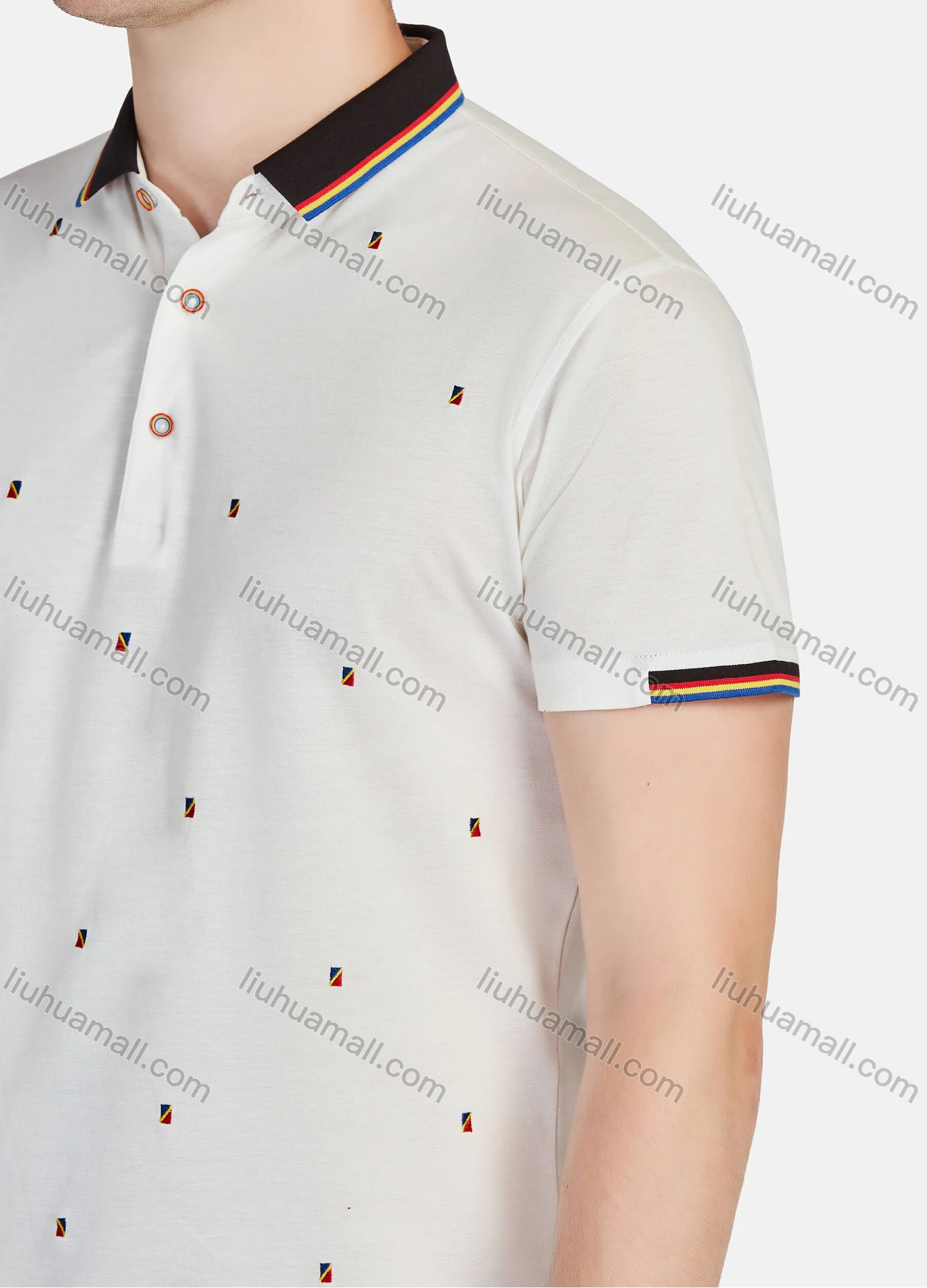 Wholesale Men's Casual Allover Print Short Sleeve Polo Shirts - Liuhuamall