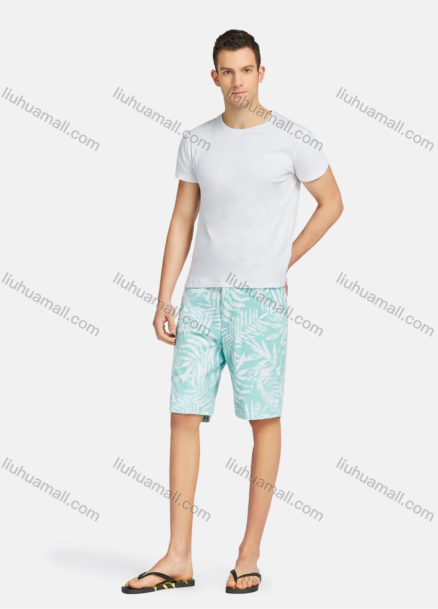 Wholesale Men's Casual Leaf Print Shorts YXNW-SHCTPT-30# - Liuhuamall