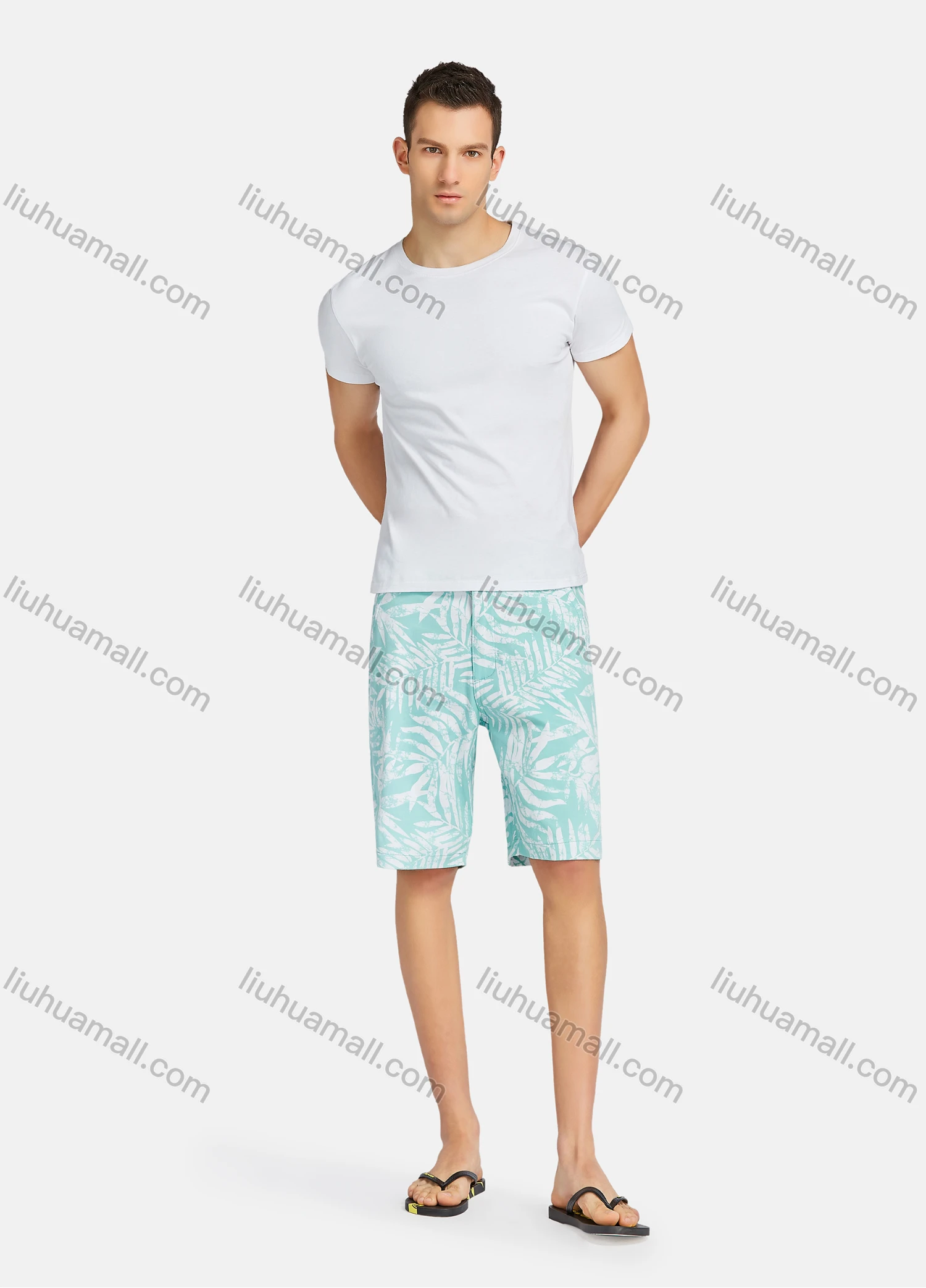 Wholesale Men's Casual Leaf Print Shorts YXNW-SHCTPT-30# - Liuhuamall