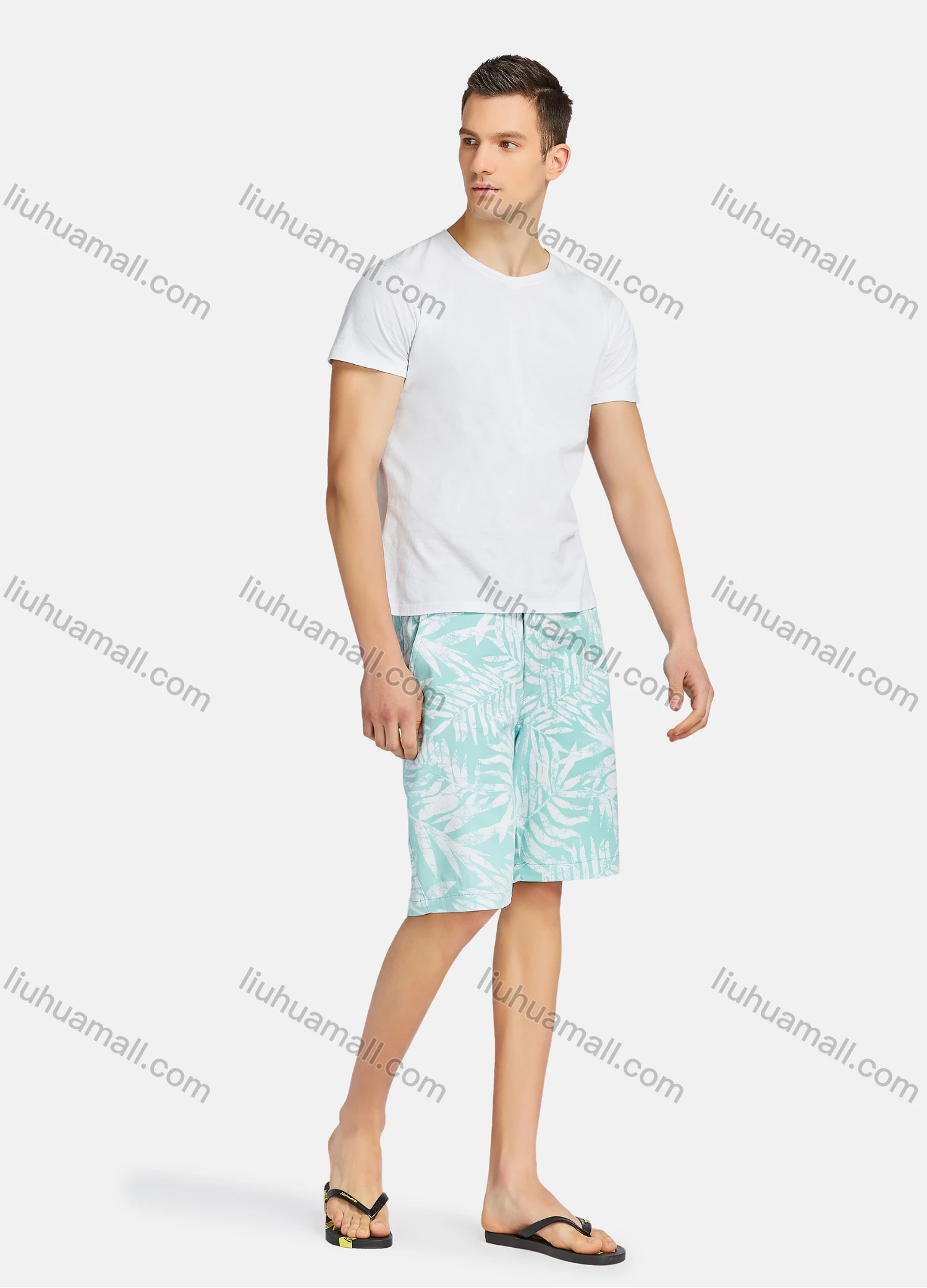 Wholesale Men's Casual Leaf Print Shorts YXNW-SHCTPT-30# - Liuhuamall