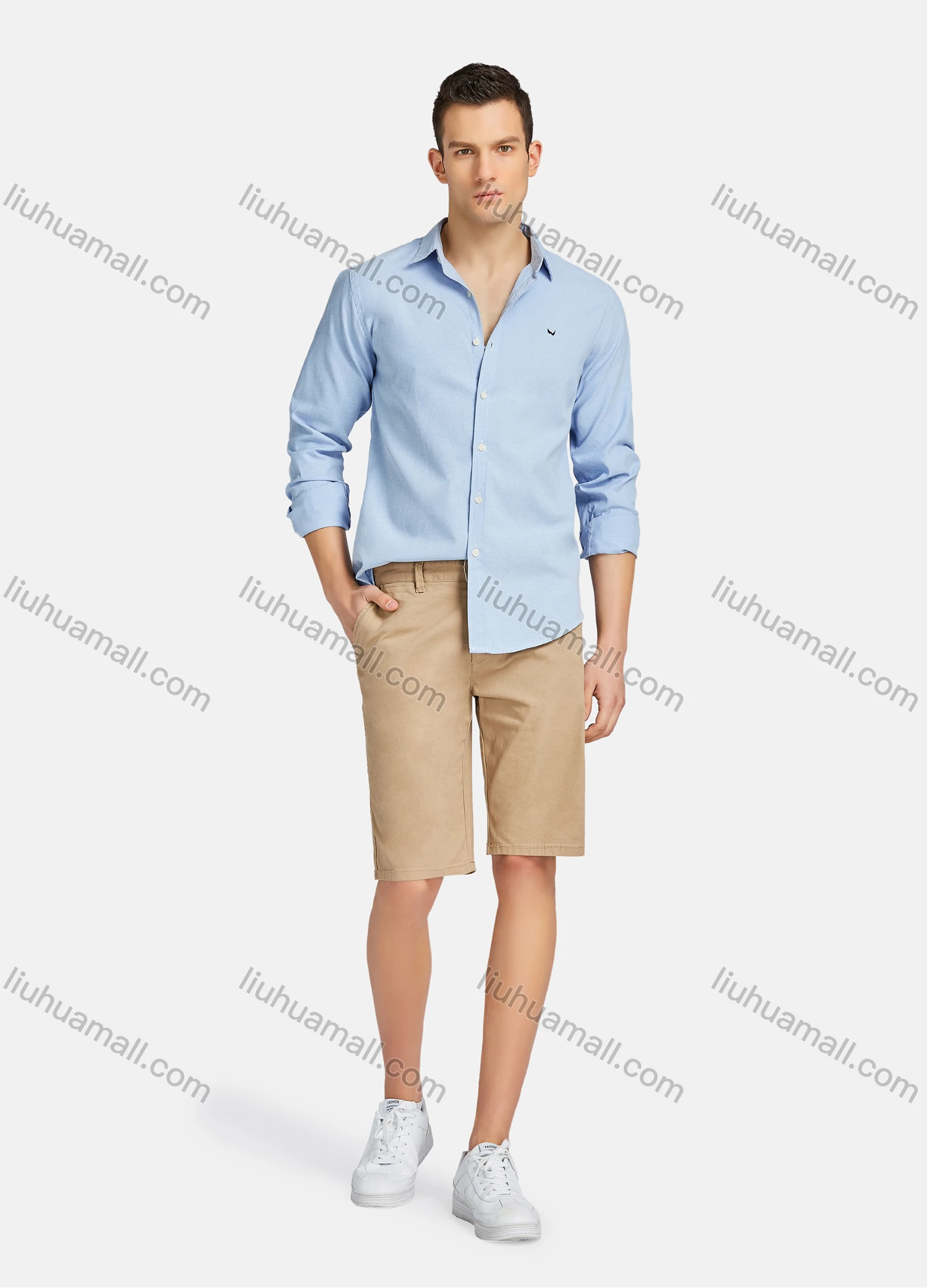 Wholesale Men's Casual Plain Buttons Down Long Sleeve Shirt YXNW-STTC-27# - Liuhuamall