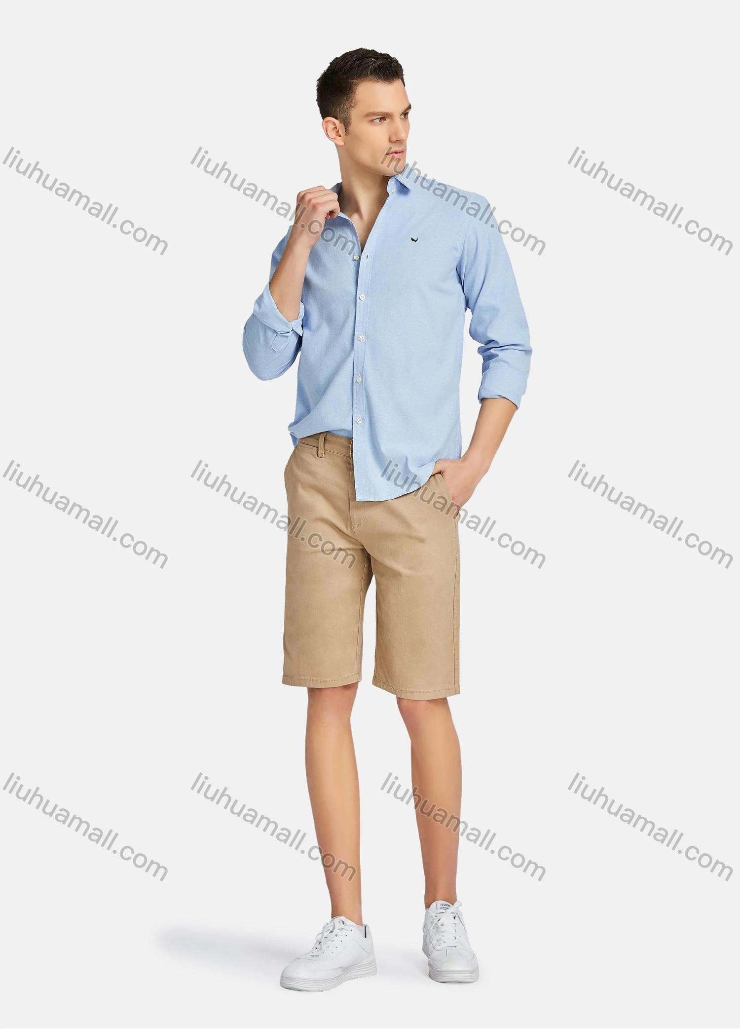 Wholesale Men's Casual Plain Buttons Down Long Sleeve Shirt YXNW-STTC-27# - Liuhuamall