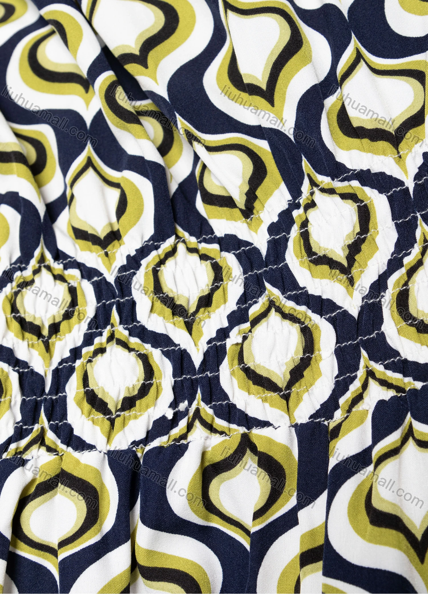 Wholesale Women's Casual Allover Print Shirred Off Shoulder Half Sleeve Ruffle Hem Maxi Dress Y0092# - Liuhuamall