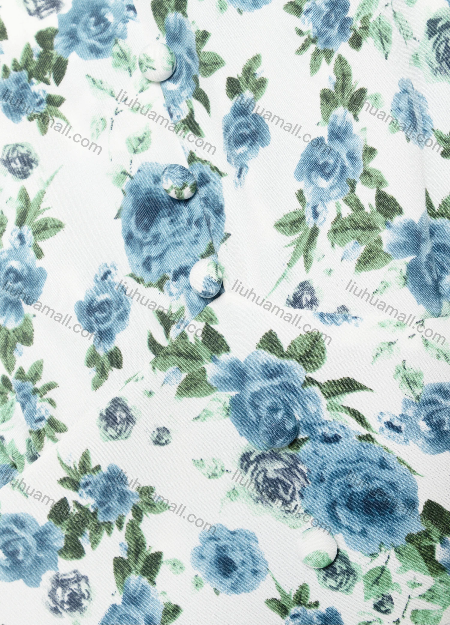 Wholesale Women's Casual Elegant Floral Print V Neck Buttons Front Short Sleeve Maxi Dress Y0090# - Liuhuamall