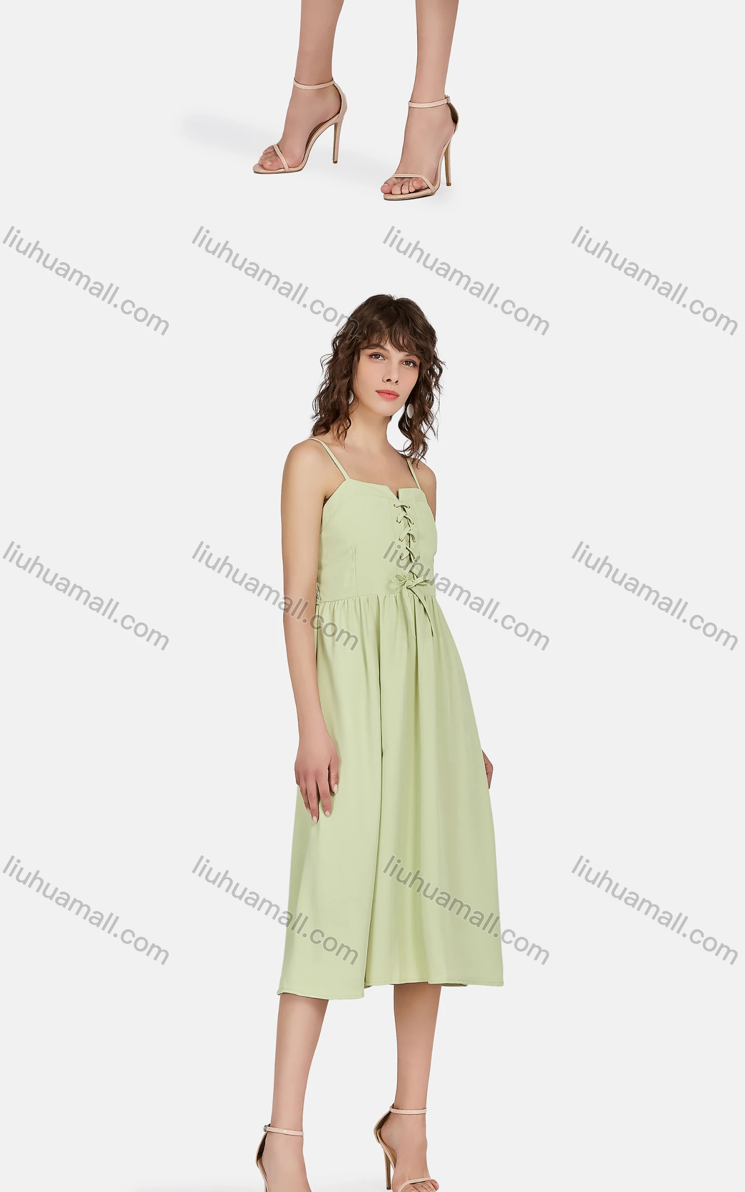 Wholesale Women's Casual Spaghetti Strap Criss Cross Shirred Cami Dress 1009# - Liuhuamall