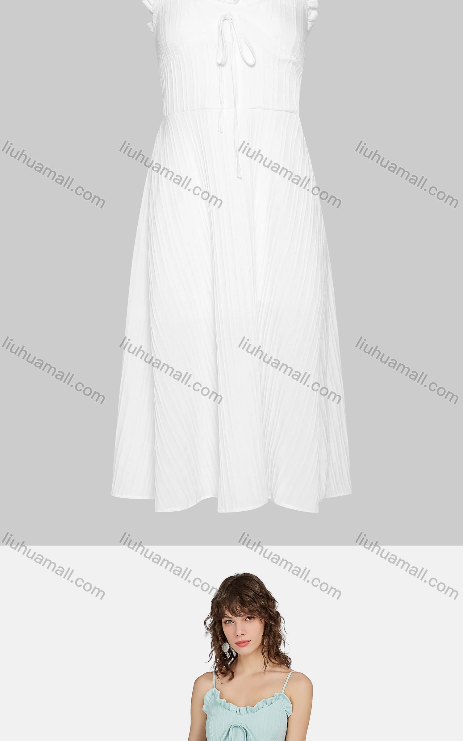 Wholesale Women's Casual Spaghetti Strap Frill Trim Shirred Cami Dress 1006# - Liuhuamall