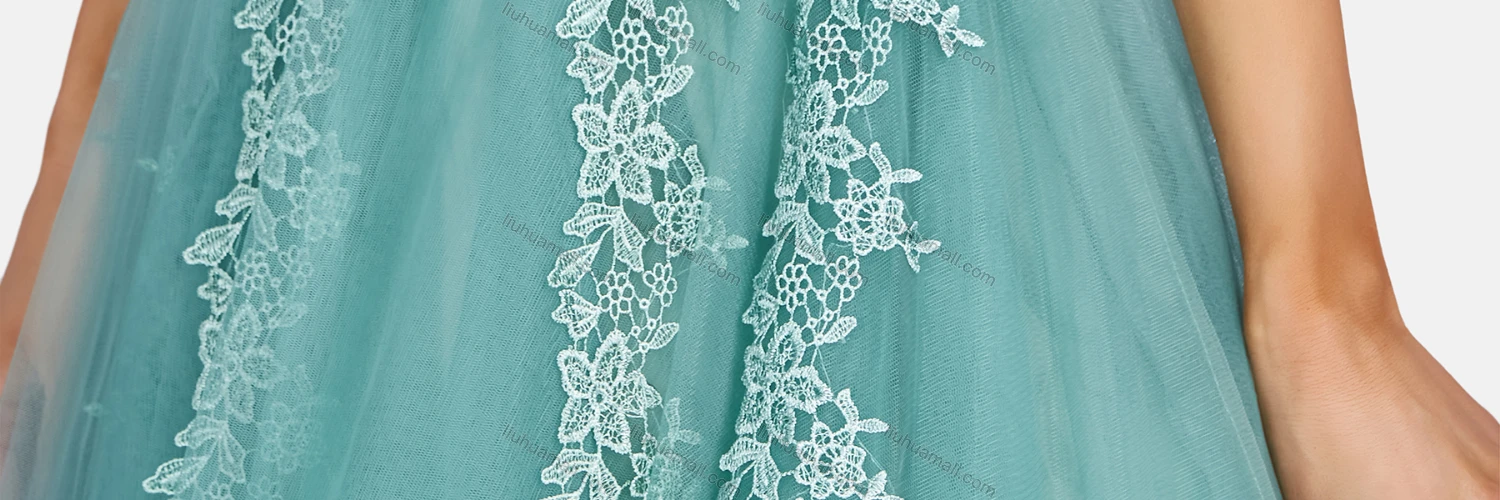 Wholesale Women's Elegant Embroidered Pearl Decor Criss Cross Floor Length Evening Dress 9479# - Liuhuamall