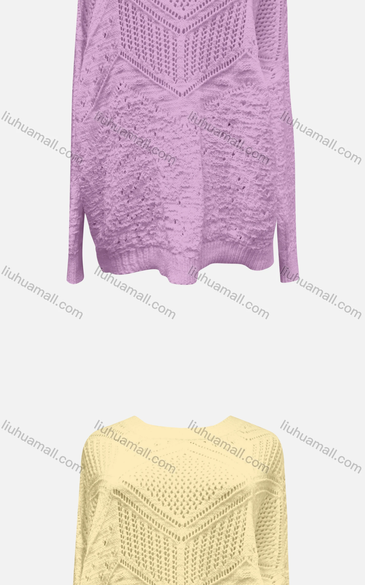 Wholesale Women's Casual Crew Neck Long Sleeve Plain Mesh Sweater X58256# - Liuhuamall