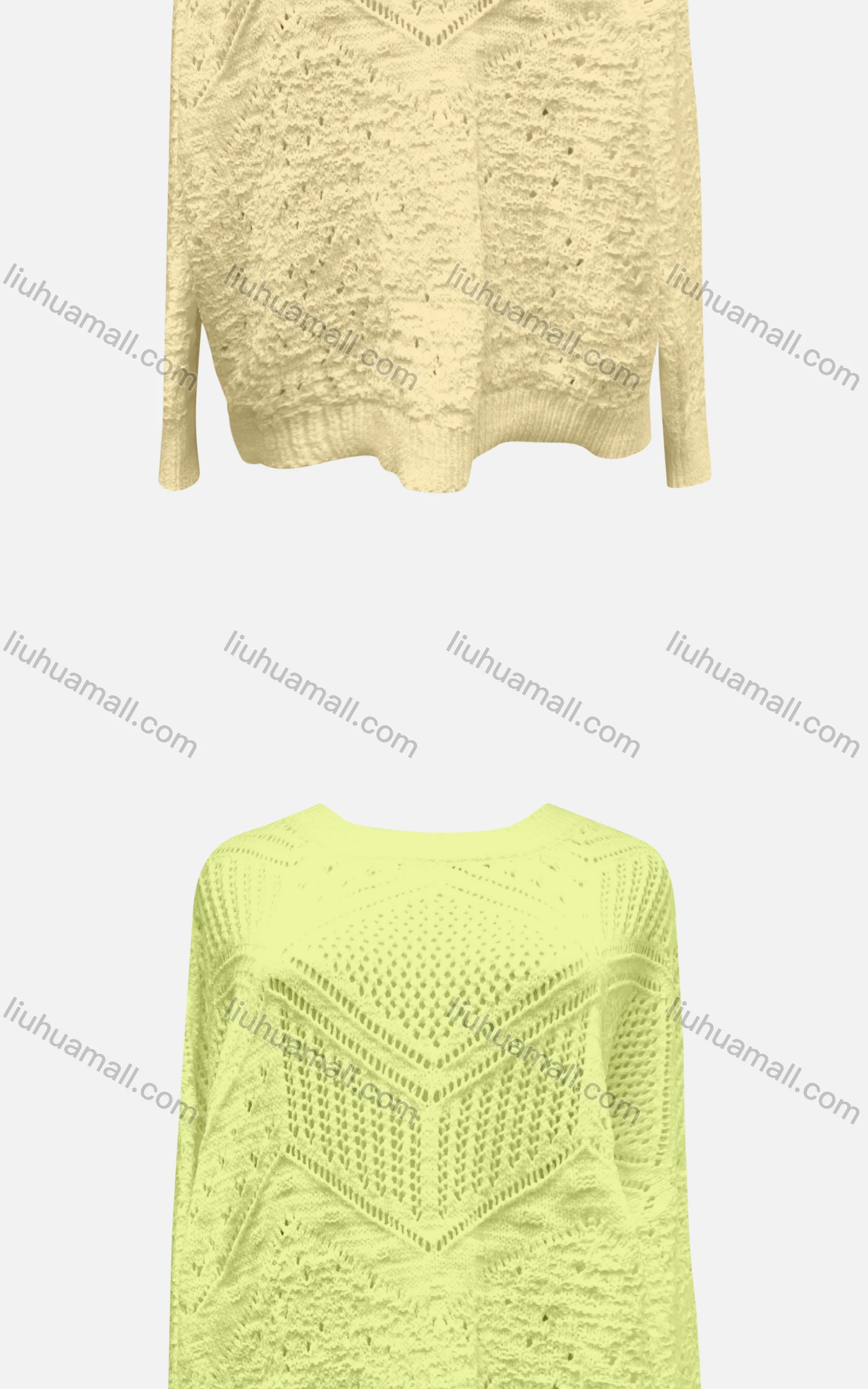 Wholesale Women's Casual Crew Neck Long Sleeve Plain Mesh Sweater X58256# - Liuhuamall