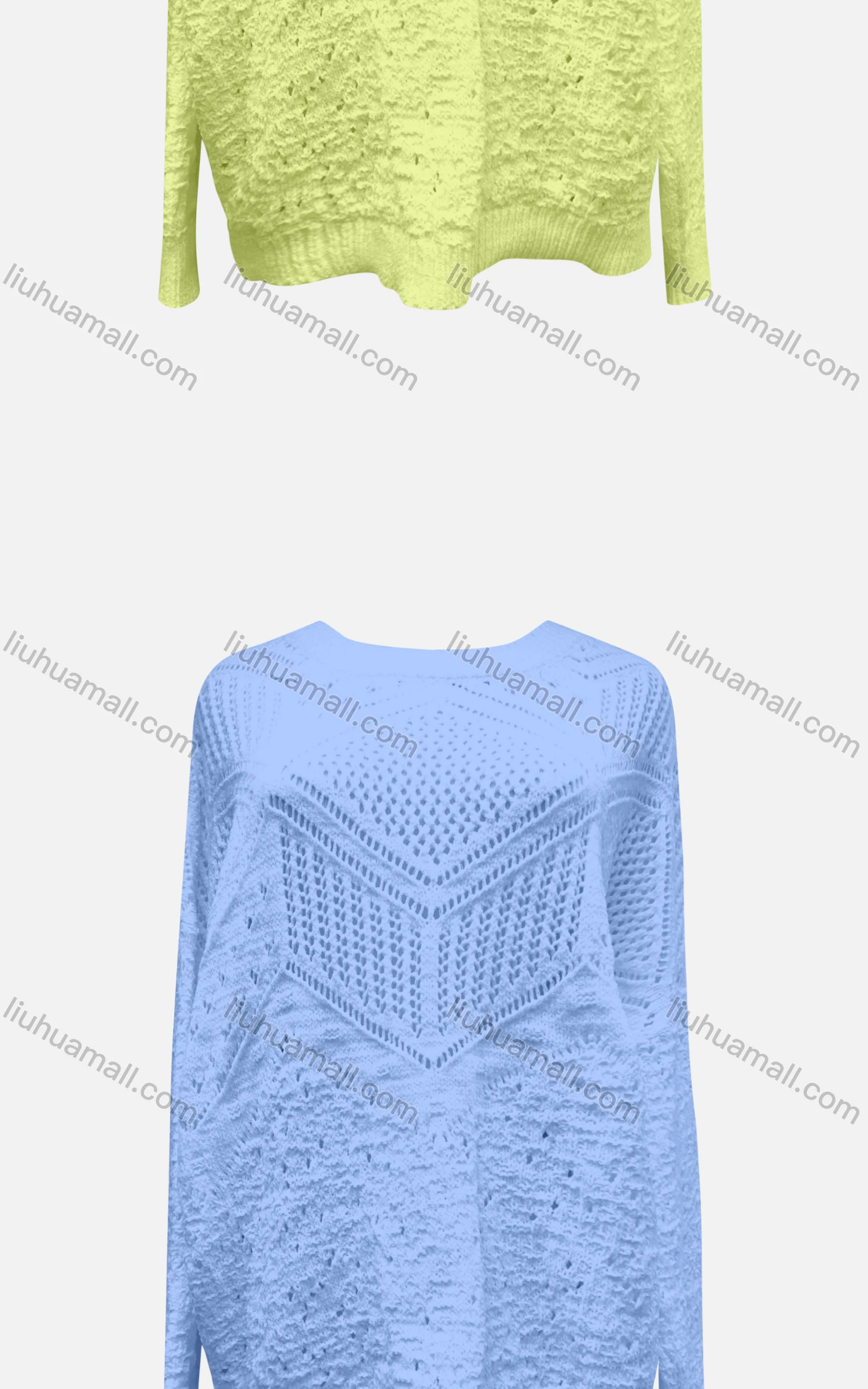 Wholesale Women's Casual Crew Neck Long Sleeve Plain Mesh Sweater X58256# - Liuhuamall