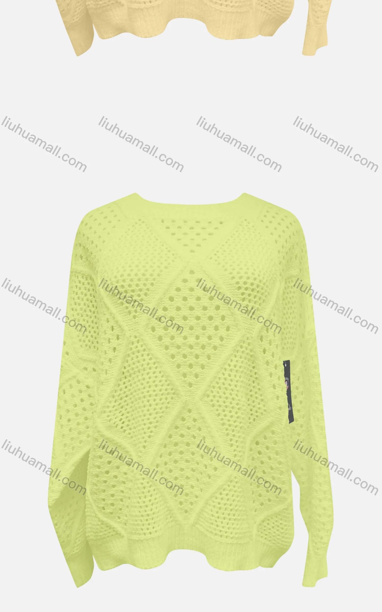 Wholesale Women's Casual Crew Neck Long Sleeve Plain Mesh Sweater X58258# - Liuhuamall