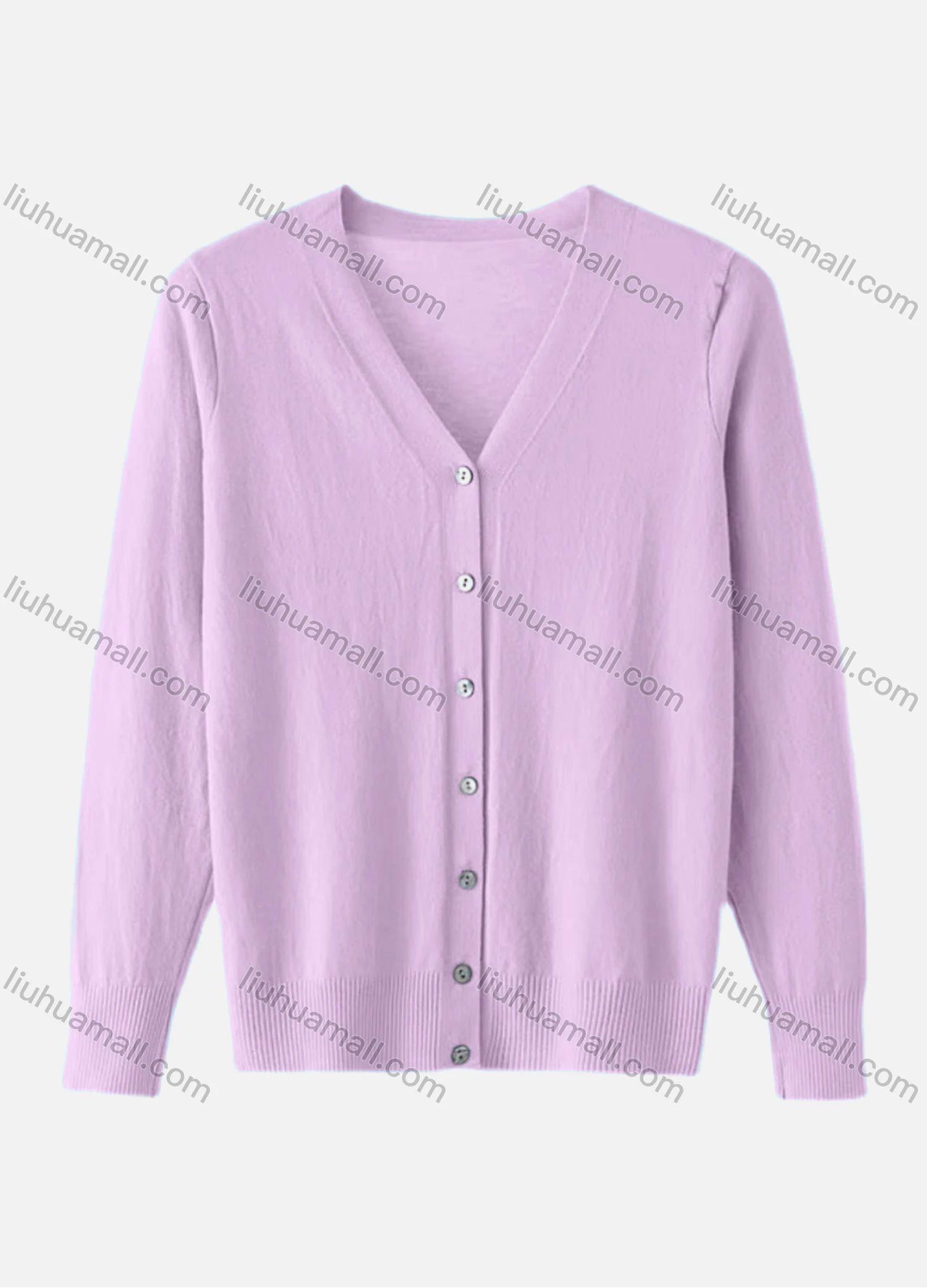 Wholesale Women's Casual Plain V Neck Buttons Down Long Sleeve Cardigan - Liuhuamall