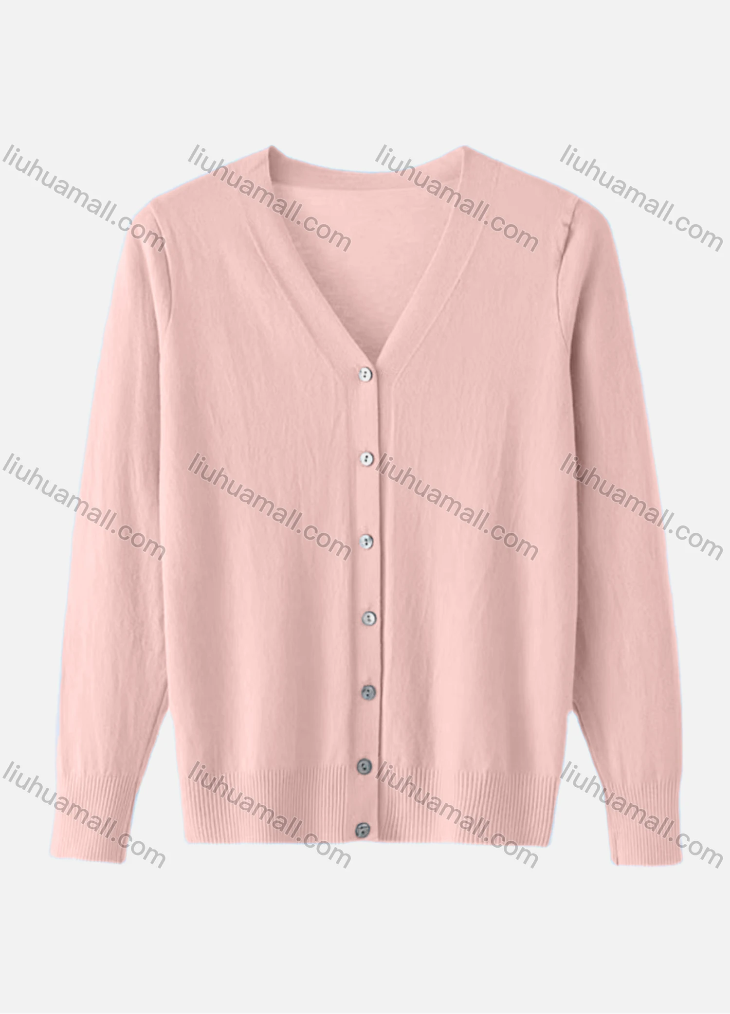 Wholesale Women's Casual Plain V Neck Buttons Down Long Sleeve Cardigan - Liuhuamall