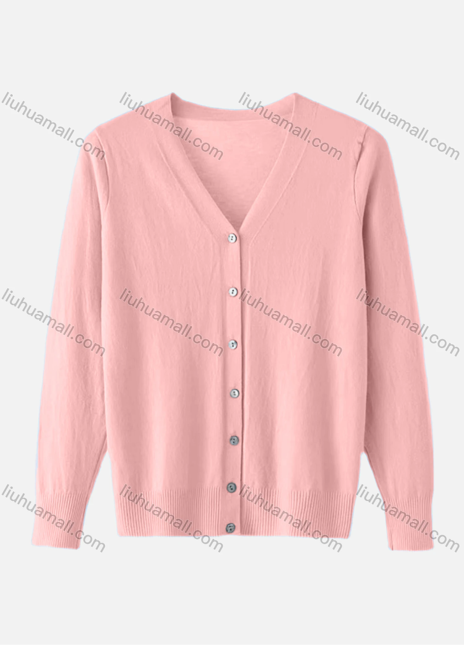 Wholesale Women's Casual Plain V Neck Buttons Down Long Sleeve Cardigan - Liuhuamall