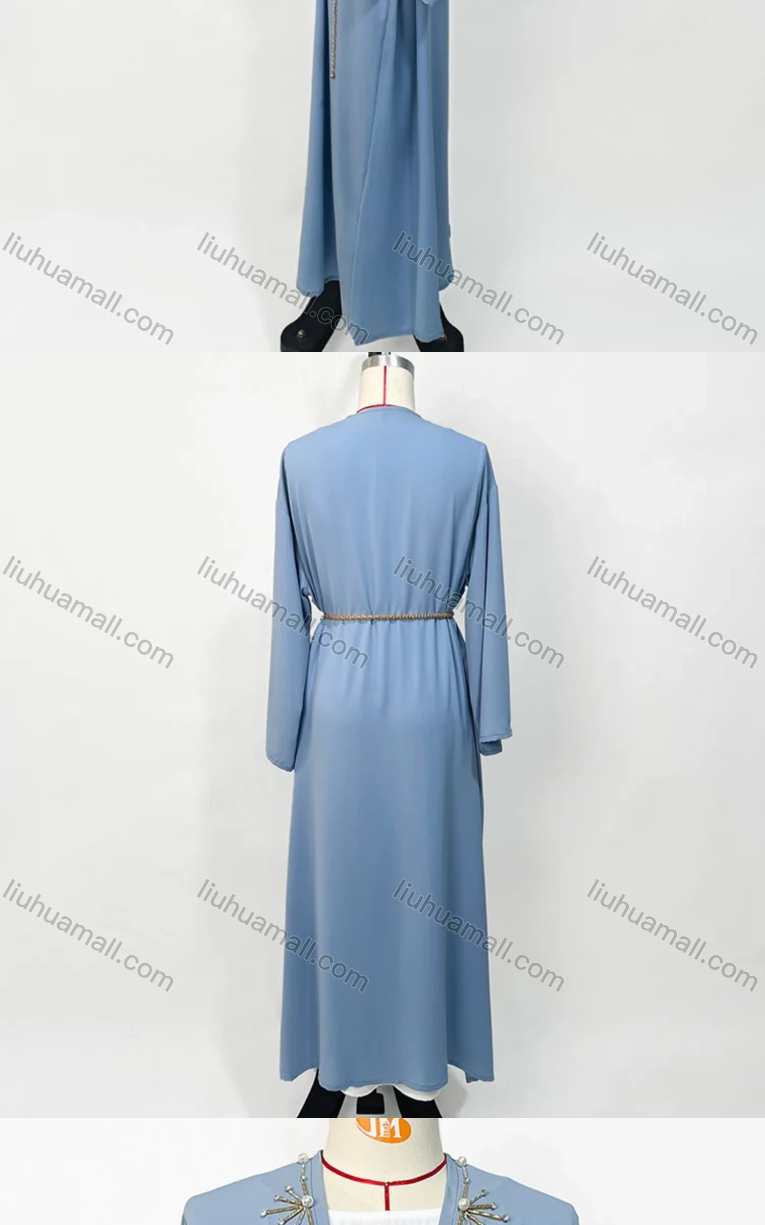 Wholesale Women's Elegant Muslim Islamic Plain Pearl Decor Rhinestone Robe Cardigan BA7016# - Liuhuamall