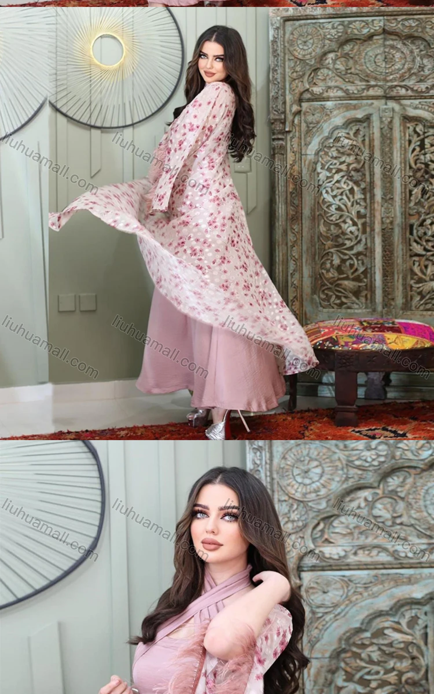 Wholesale Women's Cross Halter Neck Tassel Maxi Dress 2-piece Set MQ040# - Liuhuamall