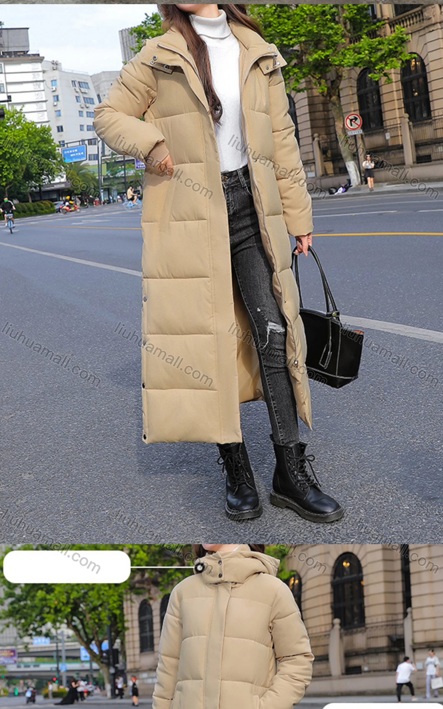 Wholesale Women's Casual Hooded Zipper Front Pockets Split Side Fleece Lined Coat 805# - Liuhuamall