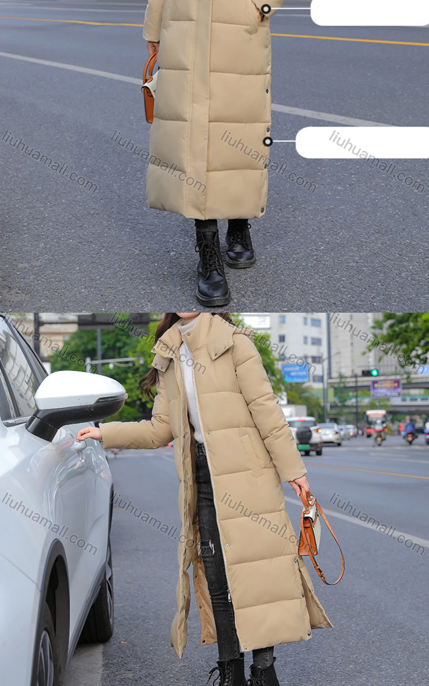 Wholesale Women's Casual Hooded Zipper Front Pockets Split Side Fleece Lined Coat 805# - Liuhuamall