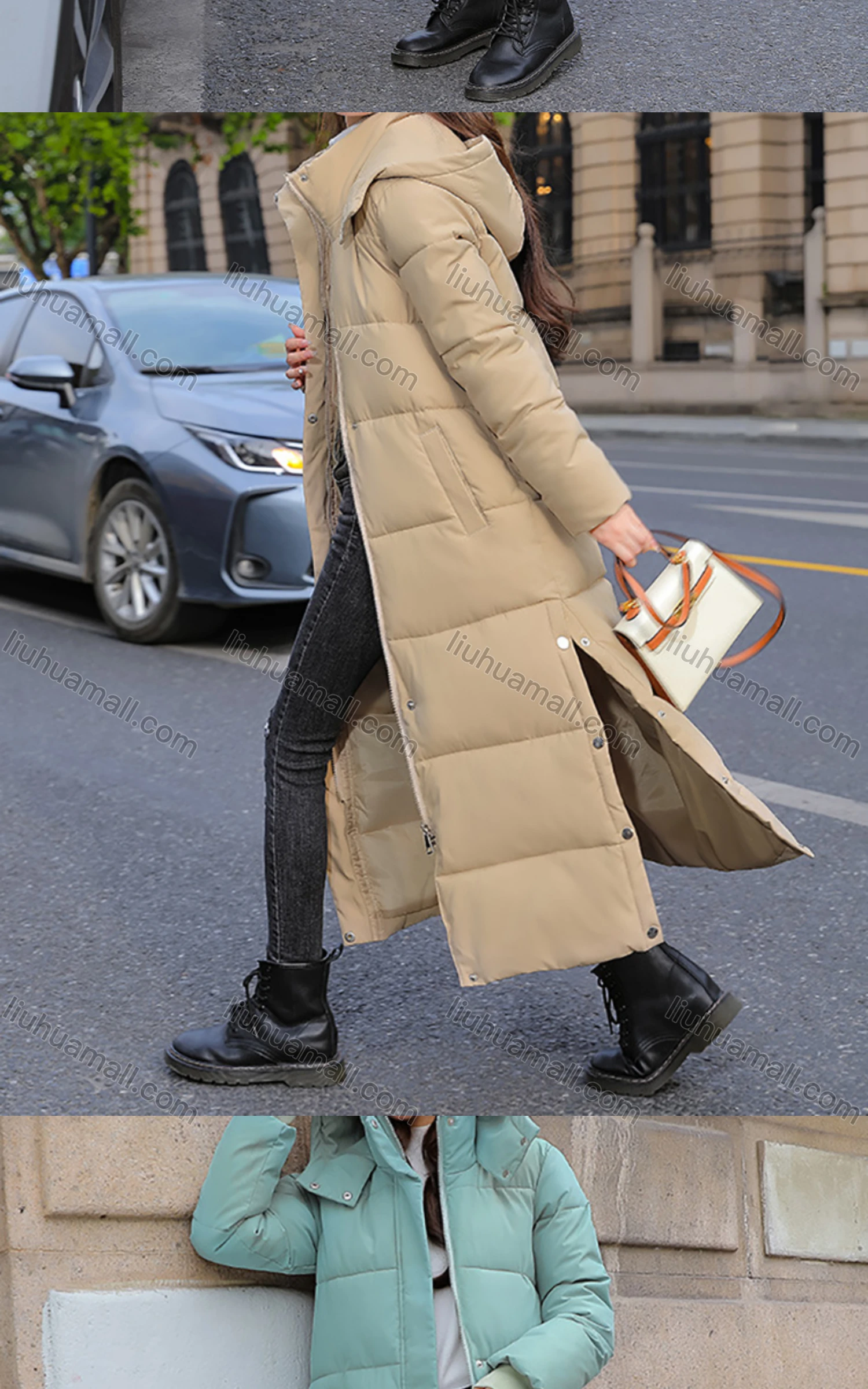 Wholesale Women's Casual Hooded Zipper Front Pockets Split Side Fleece Lined Coat 805# - Liuhuamall