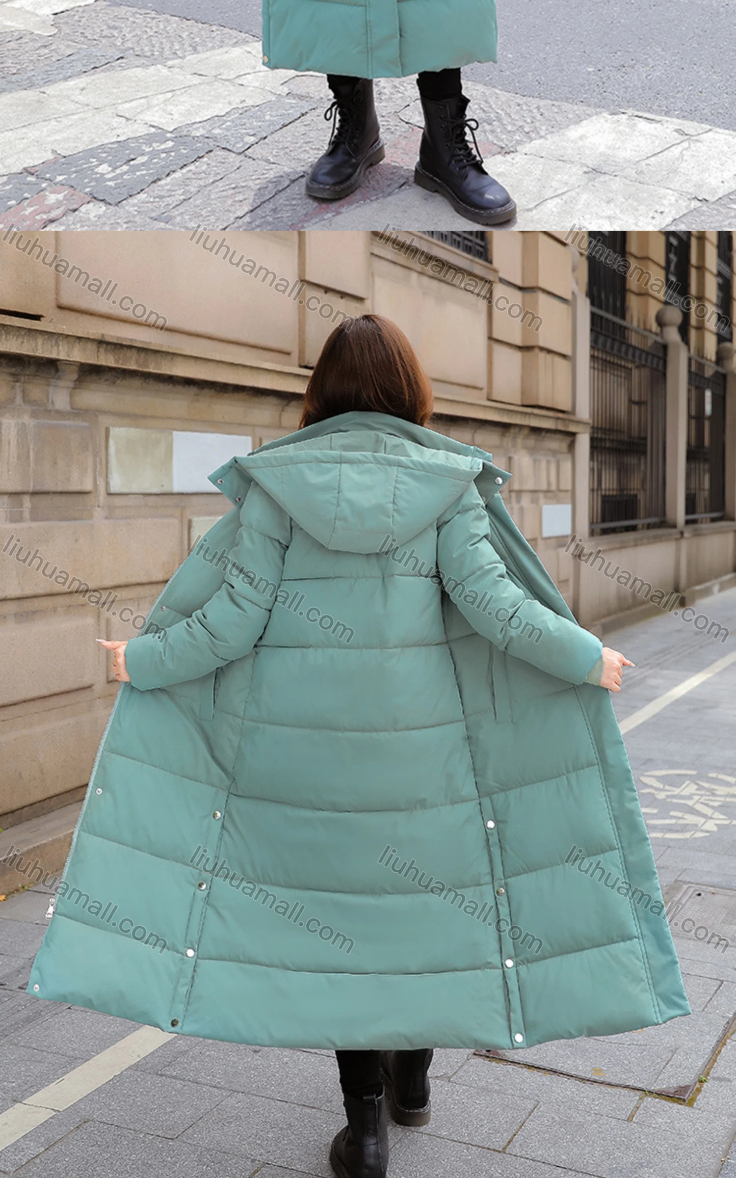 Wholesale Women's Casual Hooded Zipper Front Pockets Split Side Fleece Lined Coat 805# - Liuhuamall