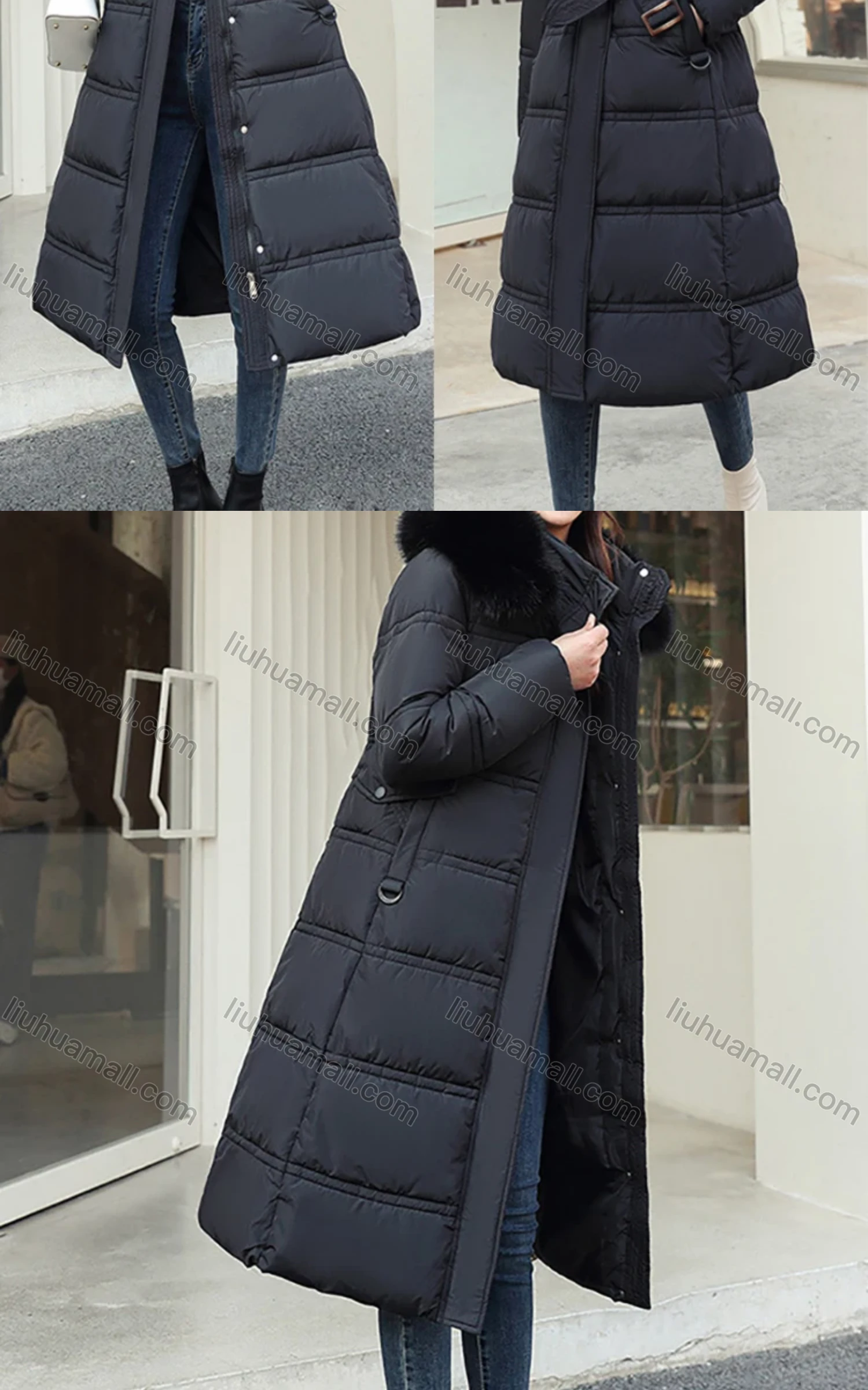 Wholesale Women's Casual Fuzzy Hood Zipper Front Bow Knot Pockets Thermal Lined Coat 2022# - Liuhuamall