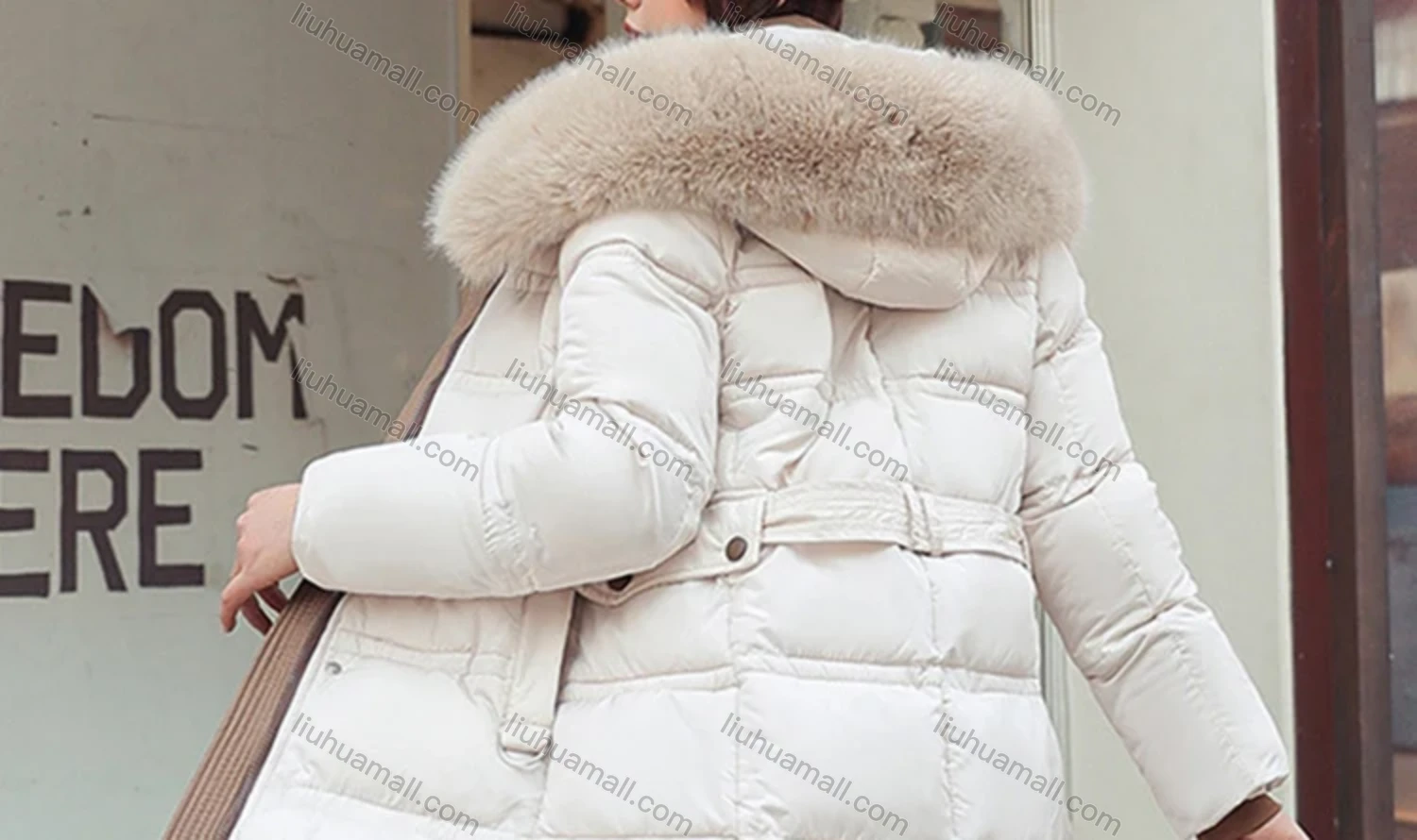 Wholesale Women's Casual Fuzzy Hood Zipper Front Bow Knot Pockets Thermal Lined Coat 2022# - Liuhuamall