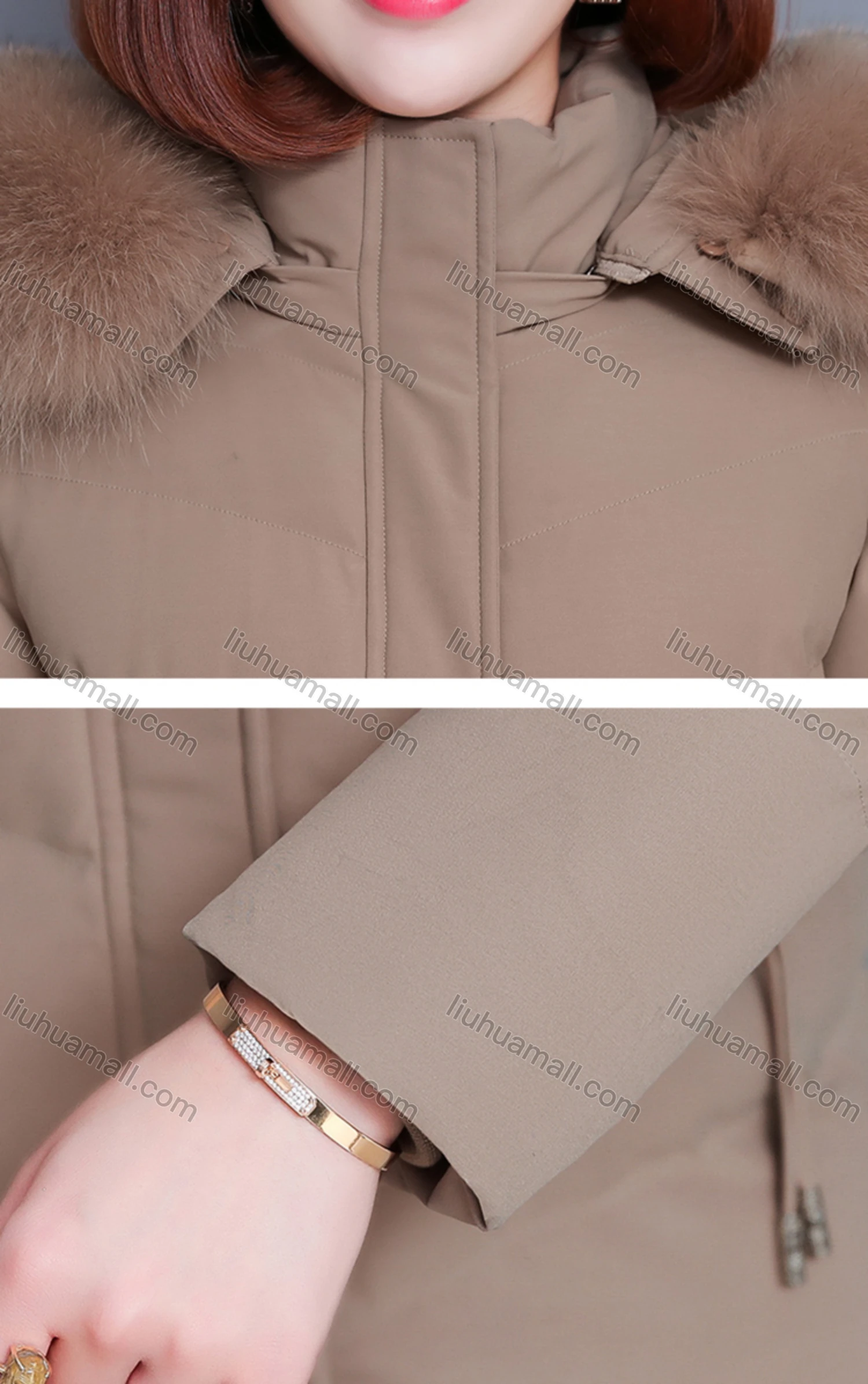 Wholesale Women's Casual Fuzzy Hood Zipper Front Pockets Thermal Lined Puffer Coat 2038# - Liuhuamall