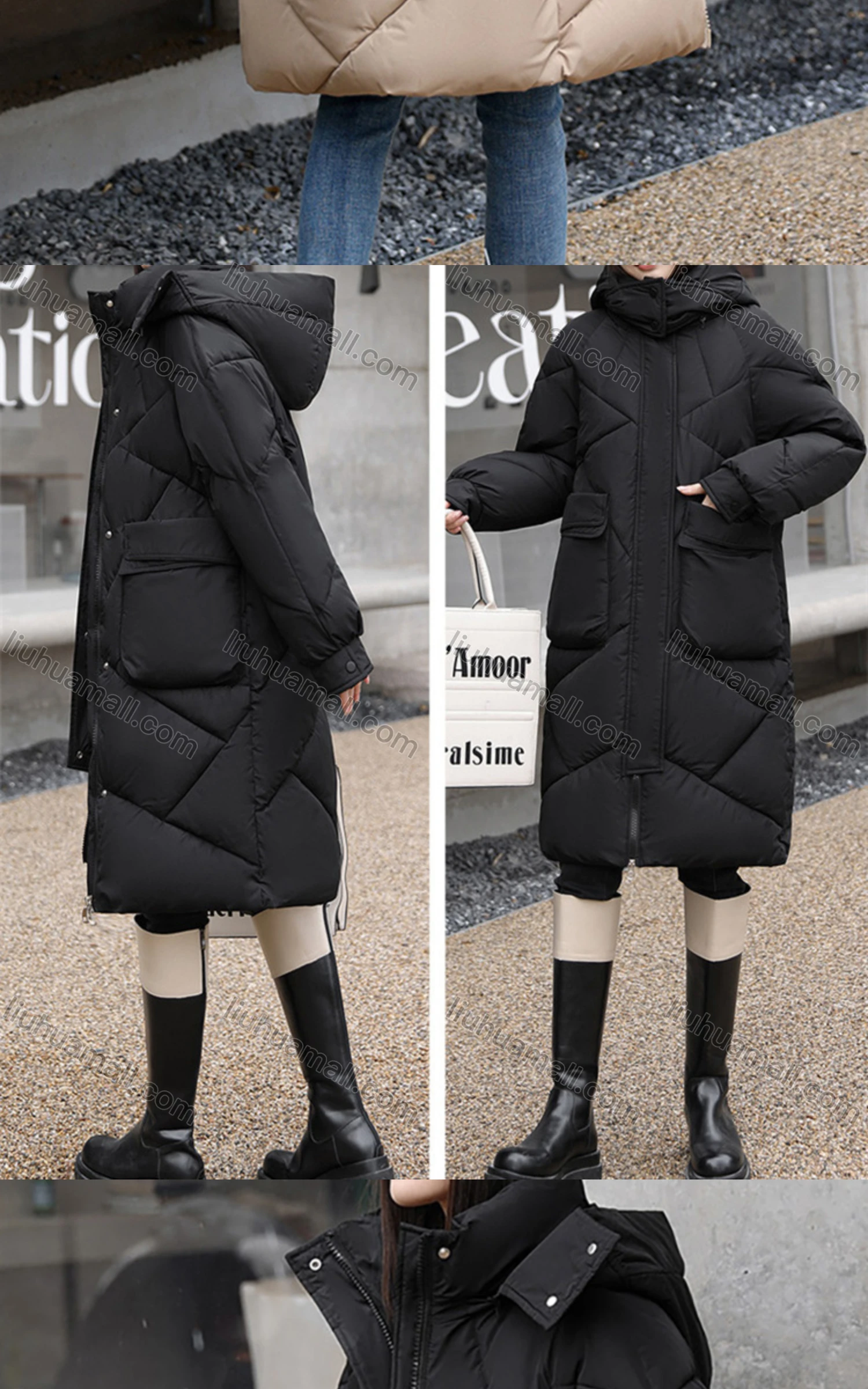 Wholesale Women's Casual Hooded Zipper Front Pockets Thermal Lined Coat 2208# - Liuhuamall