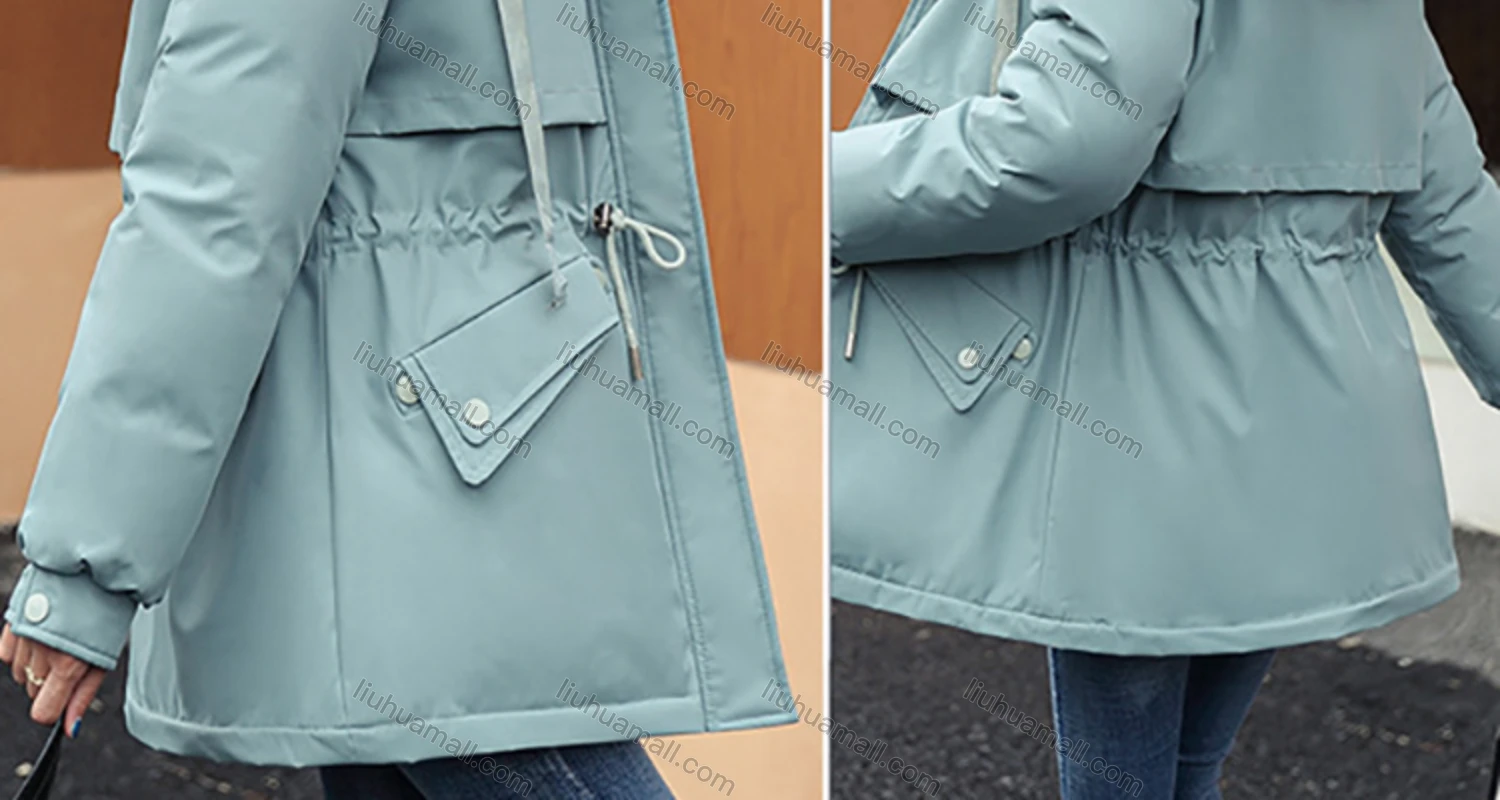 Wholesale Women's Casual Fuzzy Hood Zipper Front Drawstring Thermal Lined Parka Coat 2211# - Liuhuamall