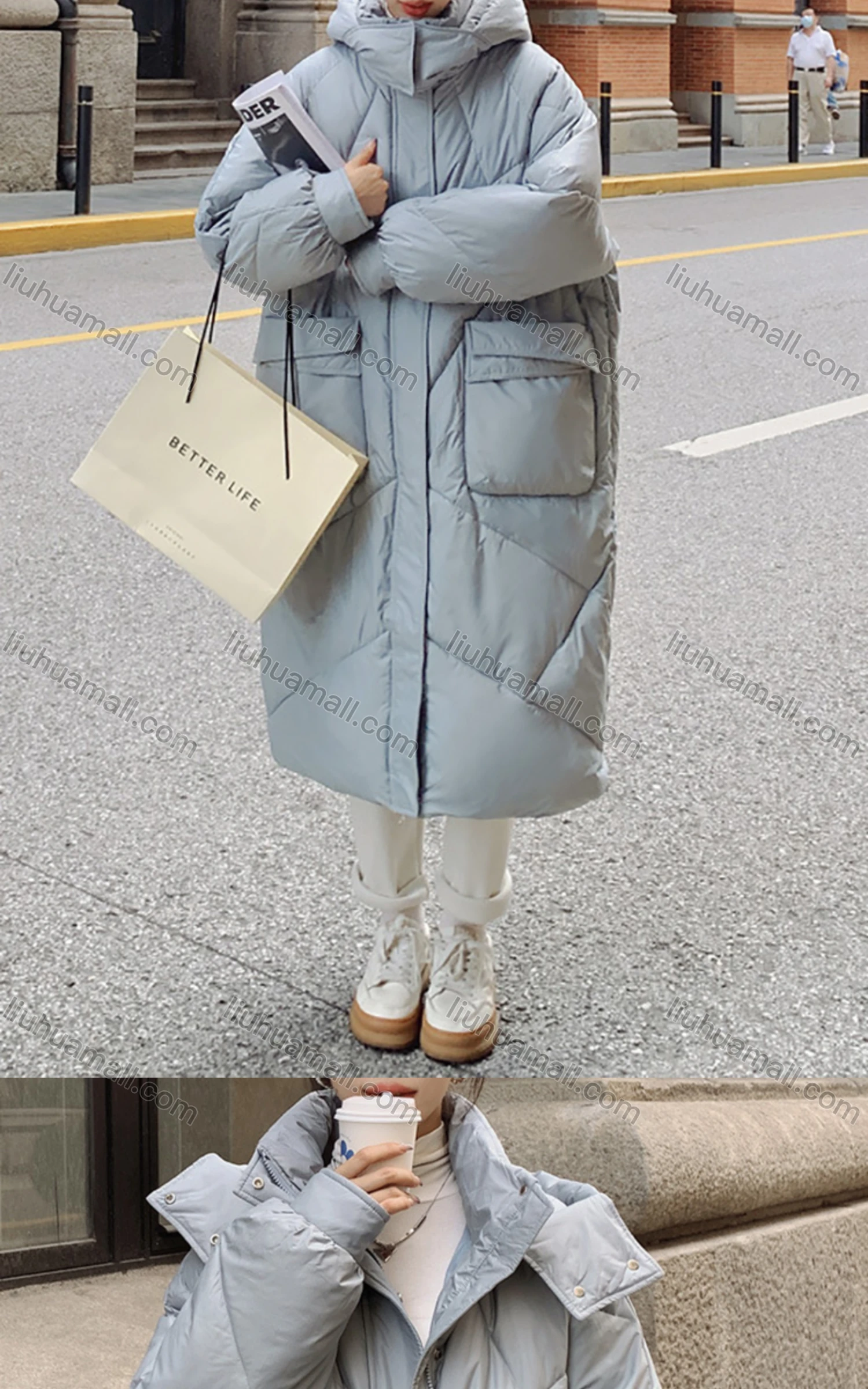 Wholesale Women's Casual Hood Zipper Front Pockets Thermal Lined Coat 22213# - Liuhuamall