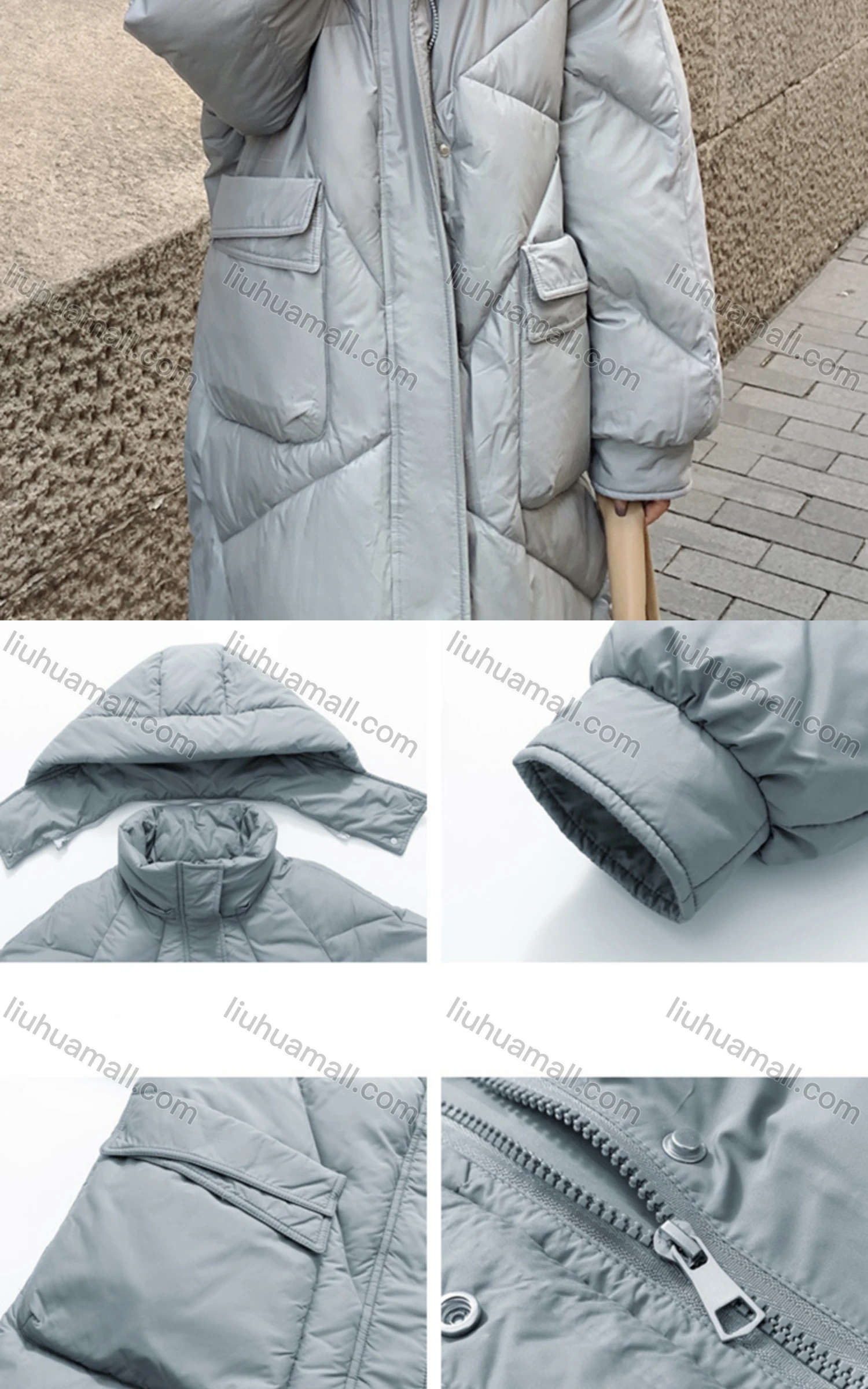 Wholesale Women's Casual Hood Zipper Front Pockets Thermal Lined Coat 22213# - Liuhuamall